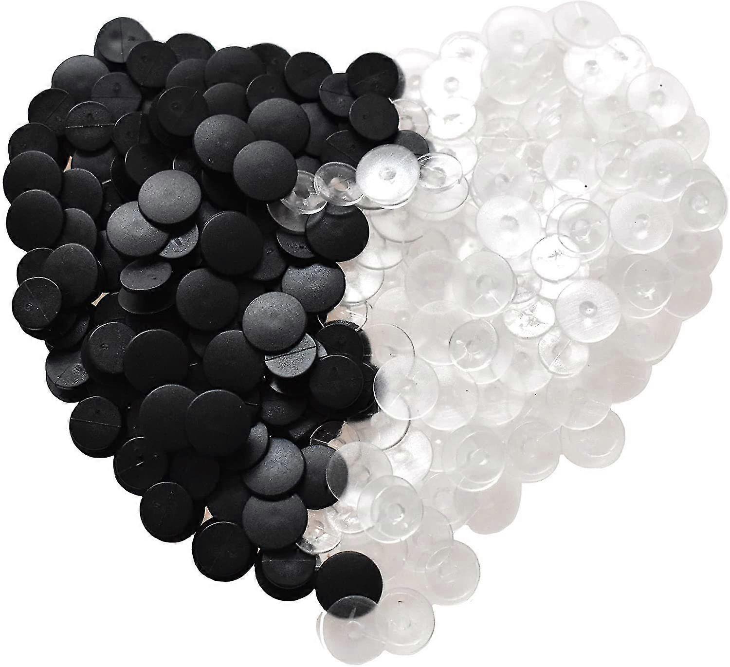 300 PCS Buckle Plastic Button, 2 Colors Shoe Charm Buttons Round Buttons DIY Shoes Charm Accessories for Kids Charm Backs(Black, Transparent)