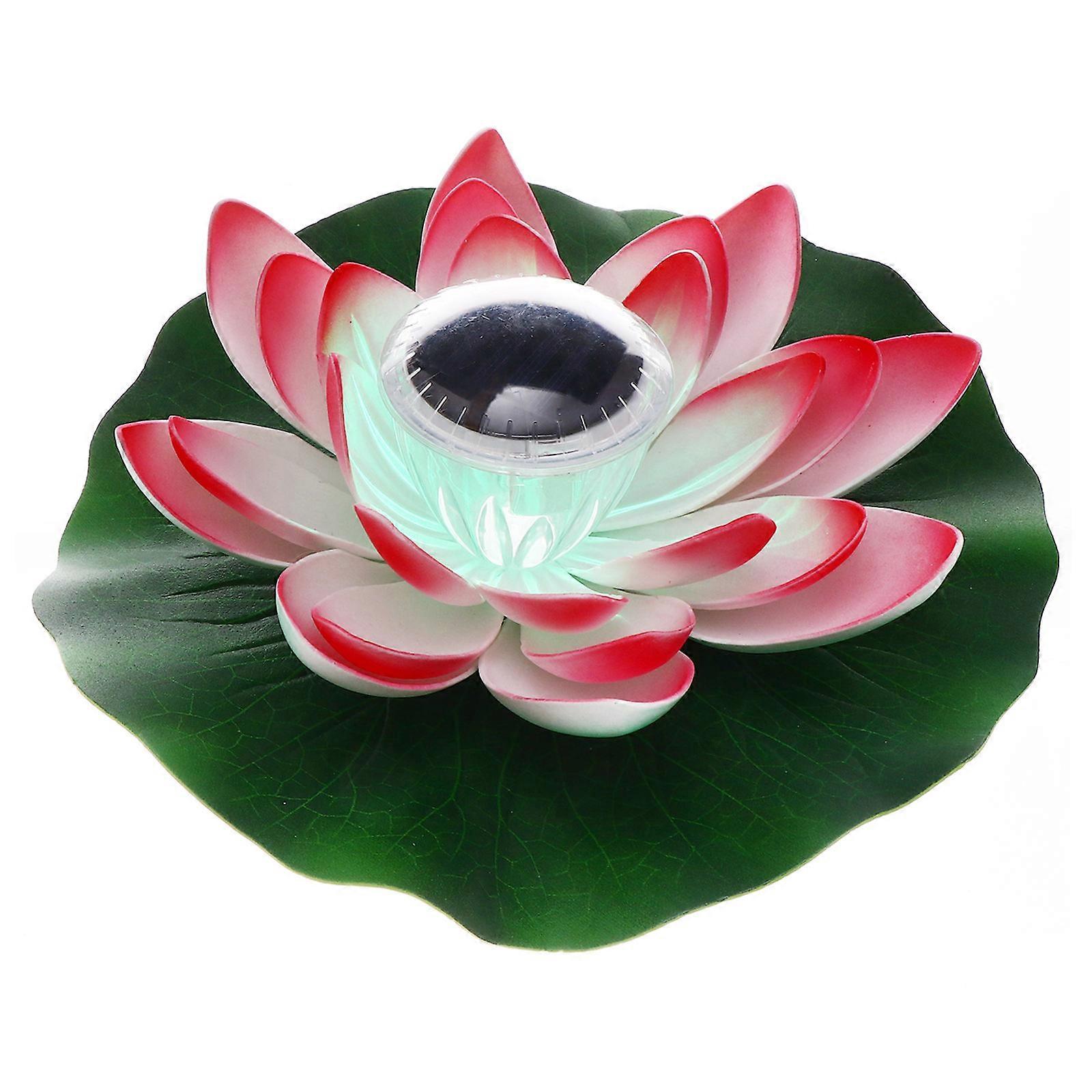 Solar Powered Lotus Shaped Water Lantern for Decoration Red EVA Material