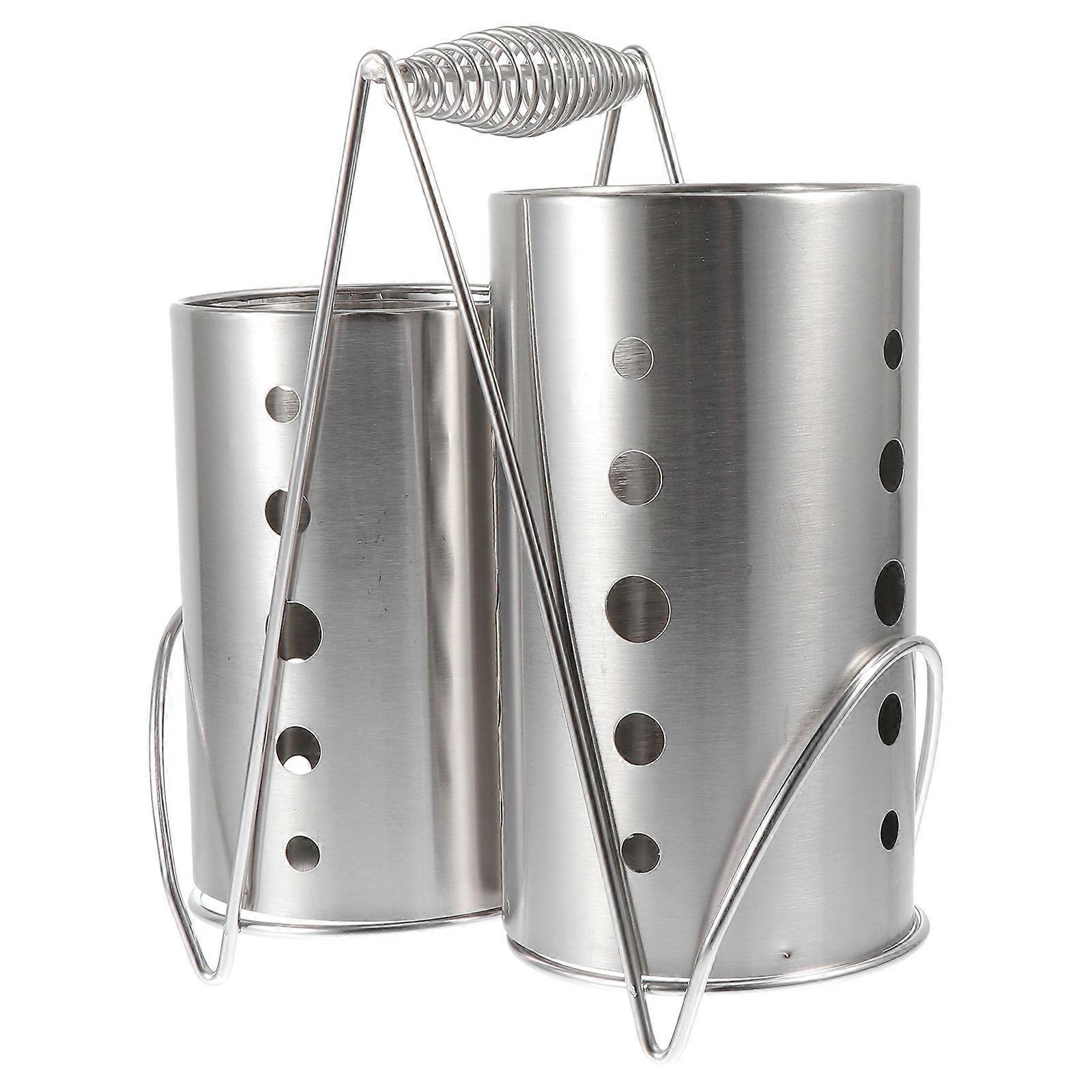 Container For Kitchen Utensils Stainless Steel Home Use Silverware Holder 23X20X10.5CM Tableware Storage 1Pcs