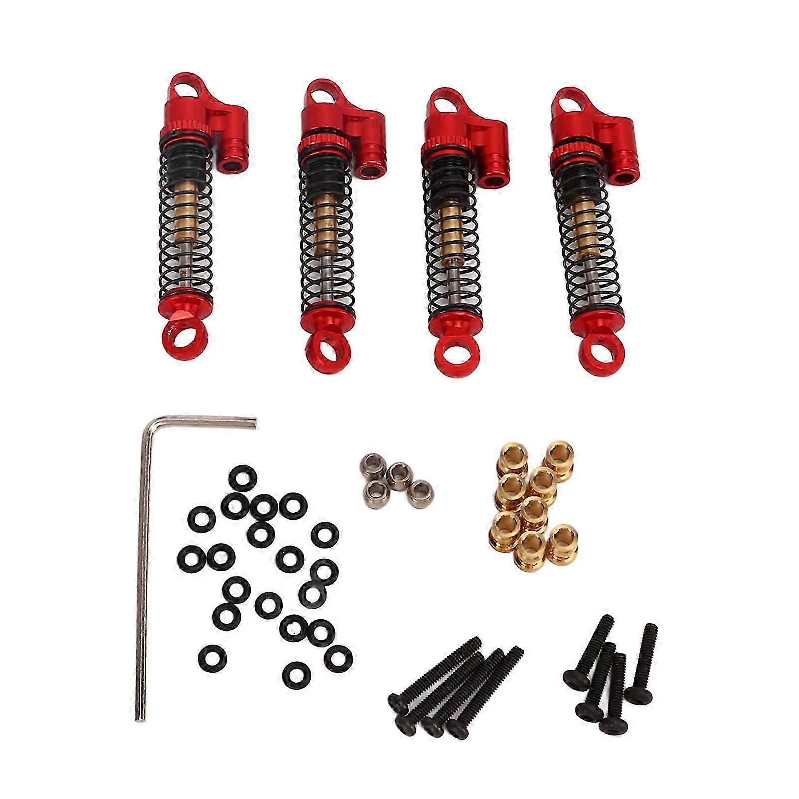 2024RC Shock Damper Aluminum Alloy High Elasticity CNC RC Threaded Tele Shock Absorber for FMS FCX24 1/18 1/24 RC Crawler Car Red