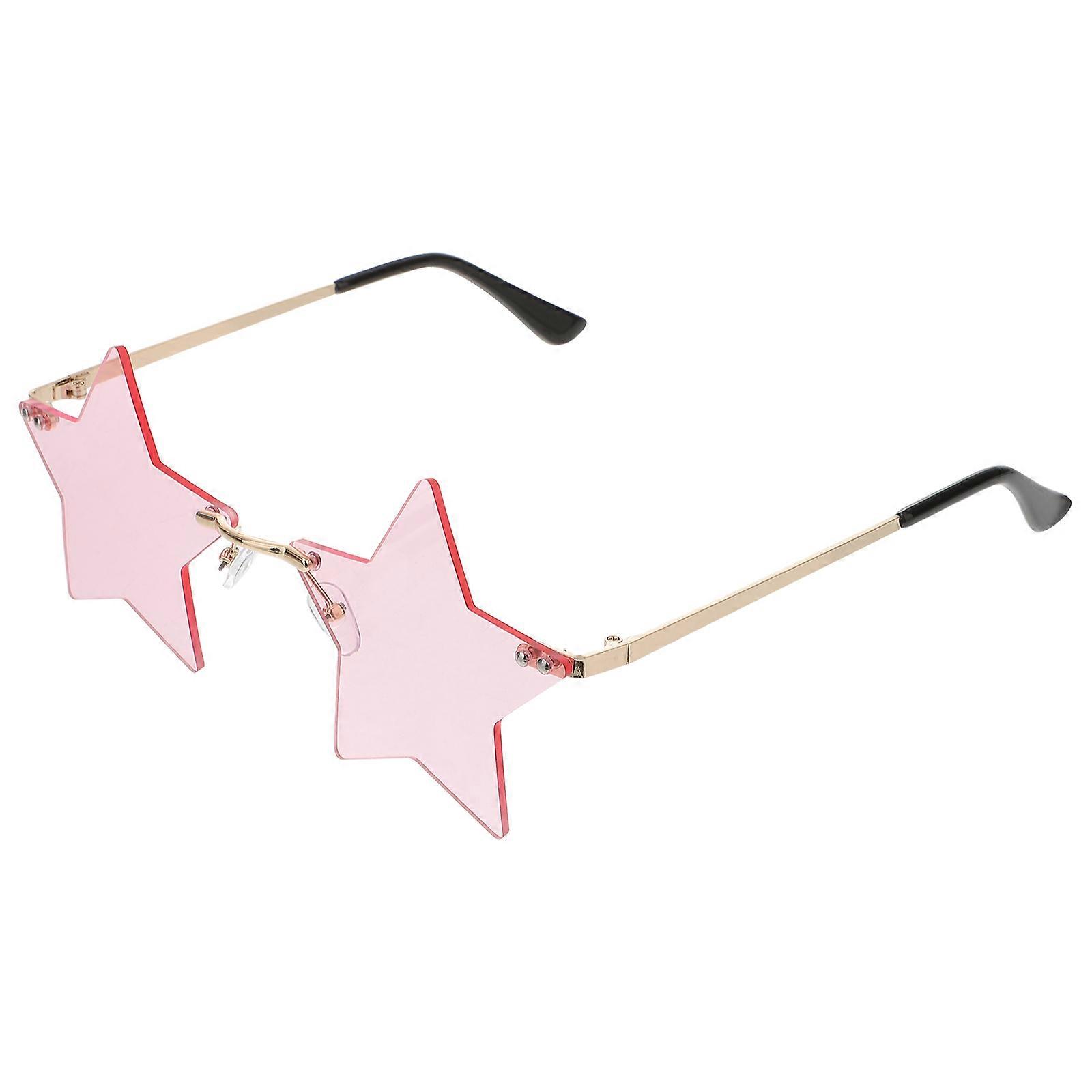 Novelty Star Shaped Sunglasses Rimless Glasses Valentine's Day Party Eyewear Stylish Material 1 Pair
