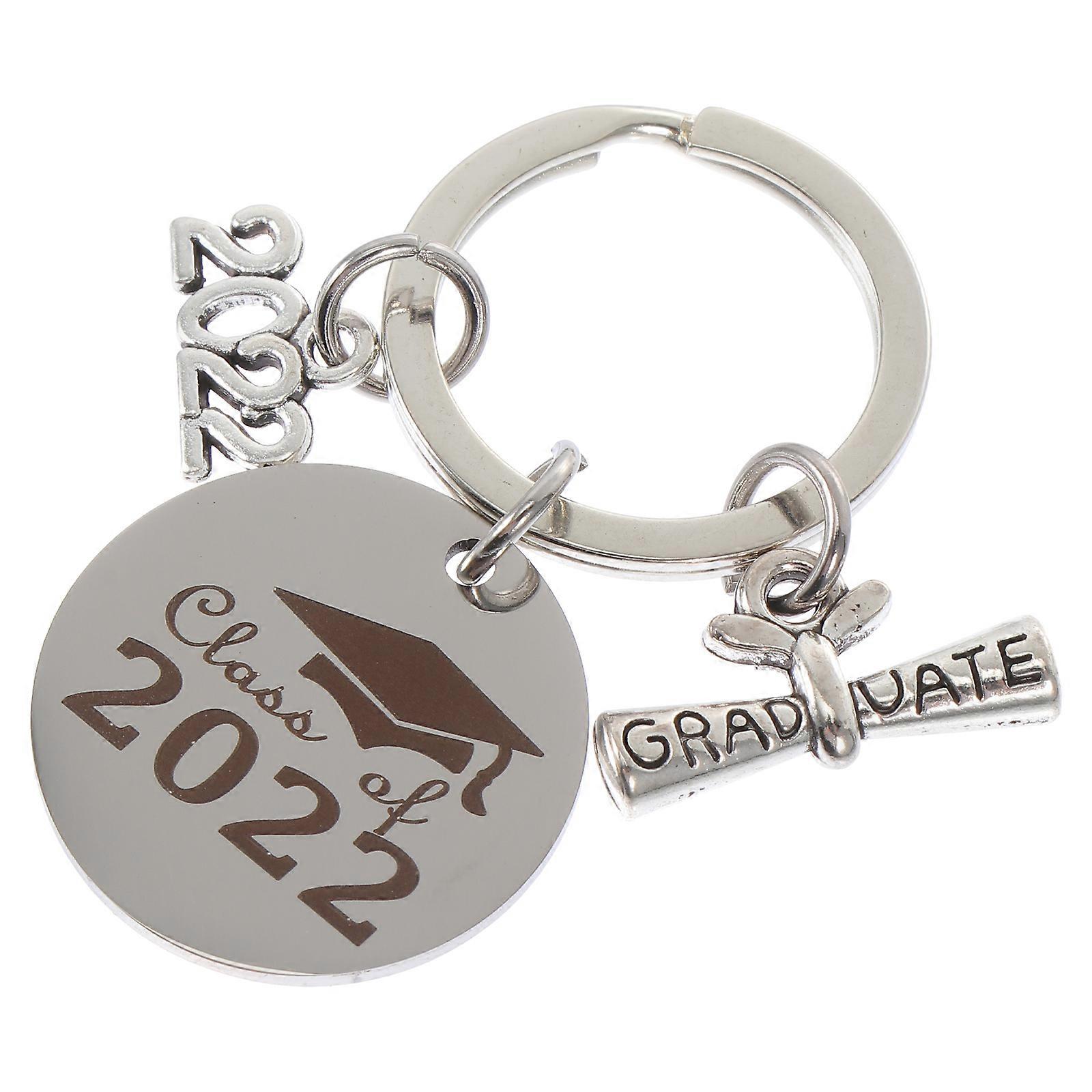 Graduation Theme Keychain Square Silver Commemorative present 2.5CM For Students