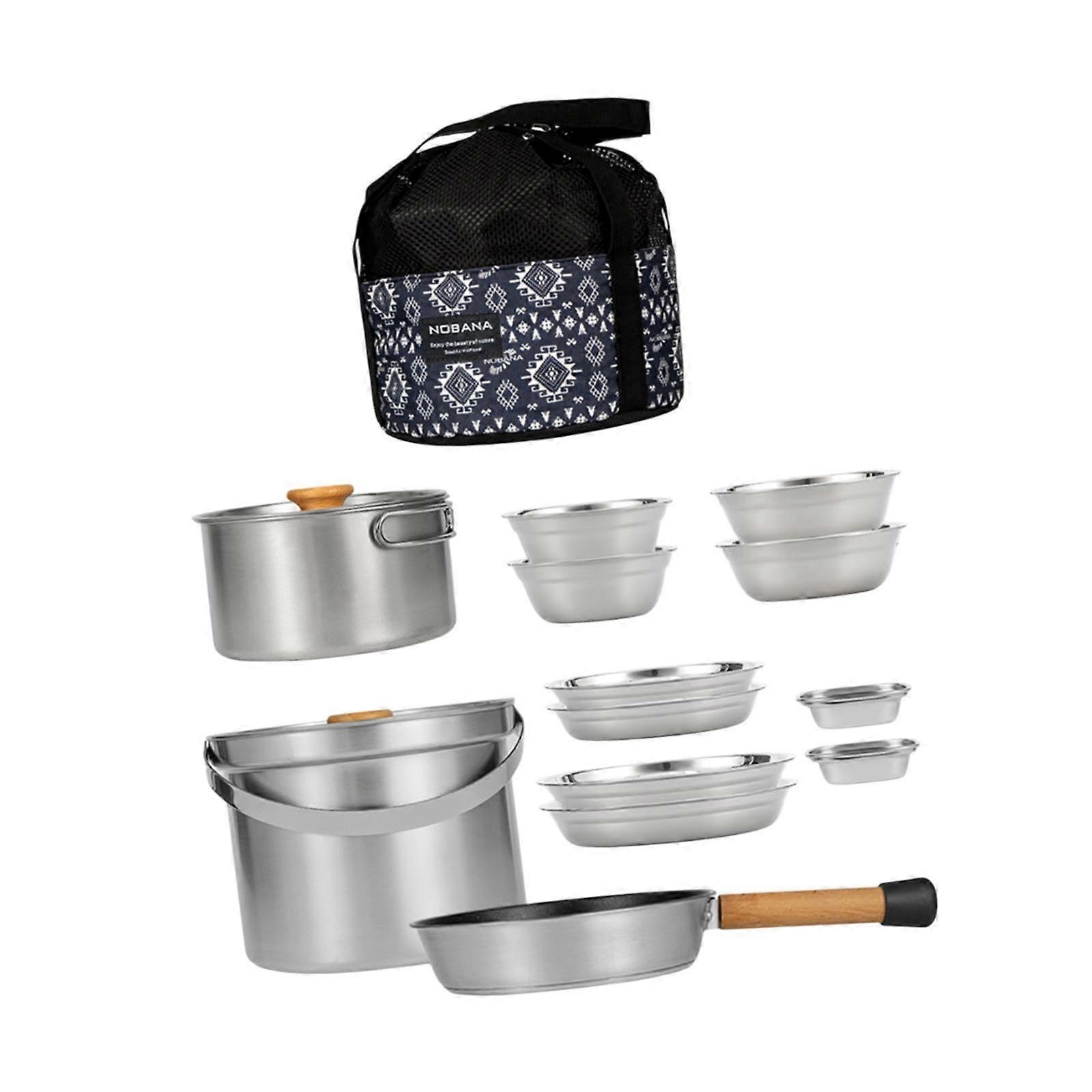Camping Cookware Set, Lightweight Cooking Pots and Utensils for Outdoor Cooking, Hiking and Backpacking with Compact Storage