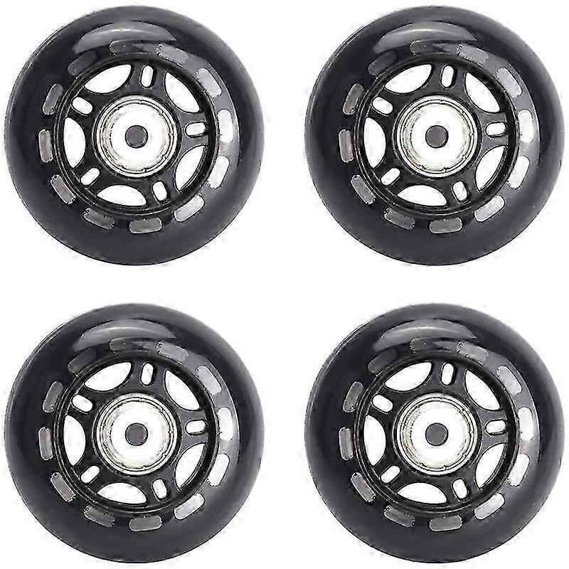 four Pack Inline Skate Wheels Indoor/Outdoor Replacement with Bearings 70mm,Black