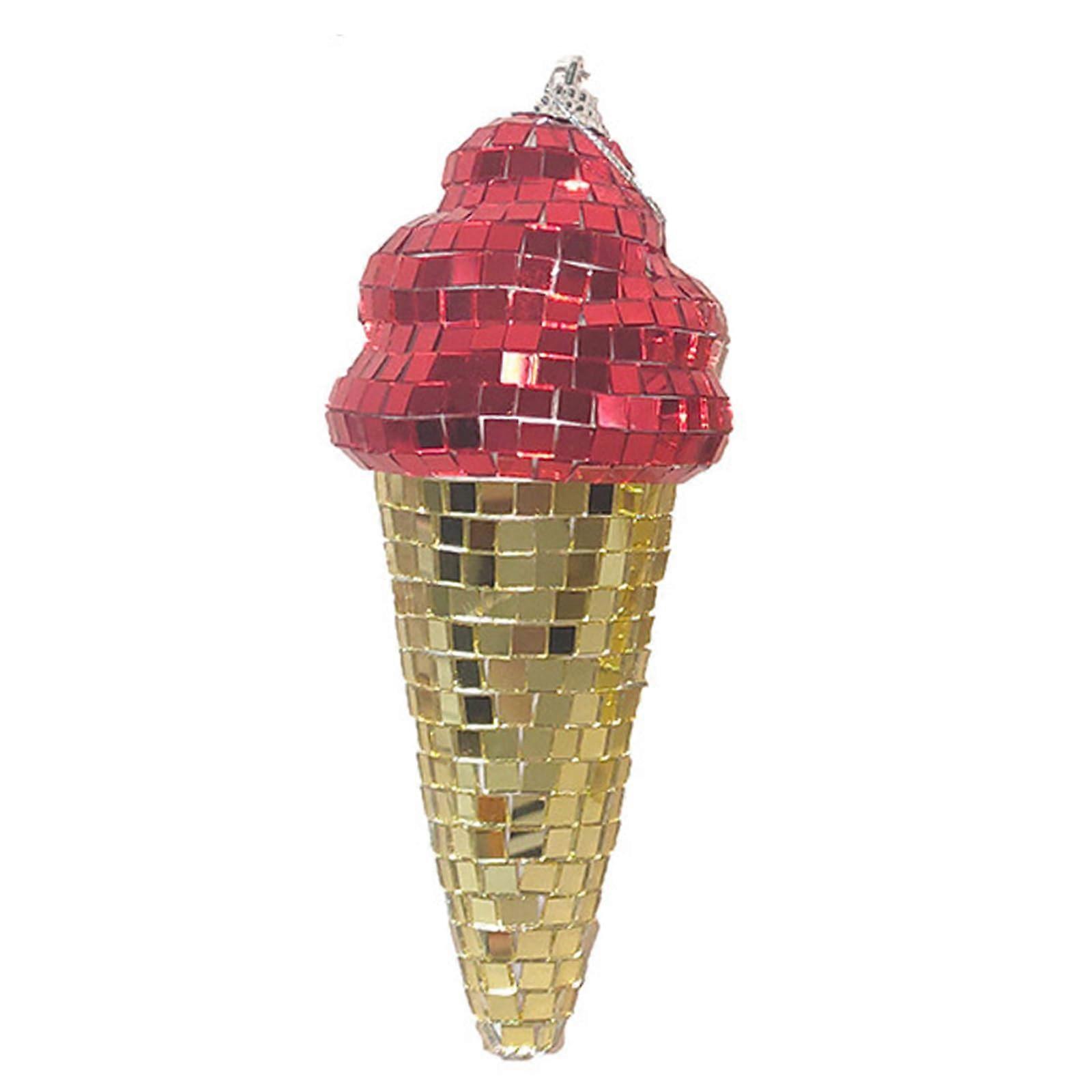 Unique hanging dessert display, unmistakable reflective disco ball, simulation, ice cream, retro party, birthday, decorations