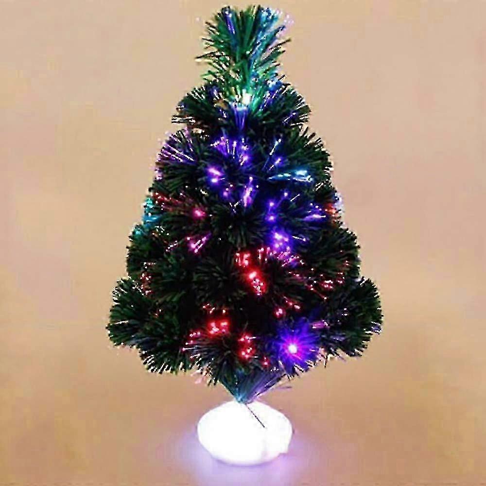 42cm Small Christmas Trees, Fibre Optic Christmas Trees With 8 Color Changing LED Lights Artificial Mini Tabletop Xmas Tree Decor