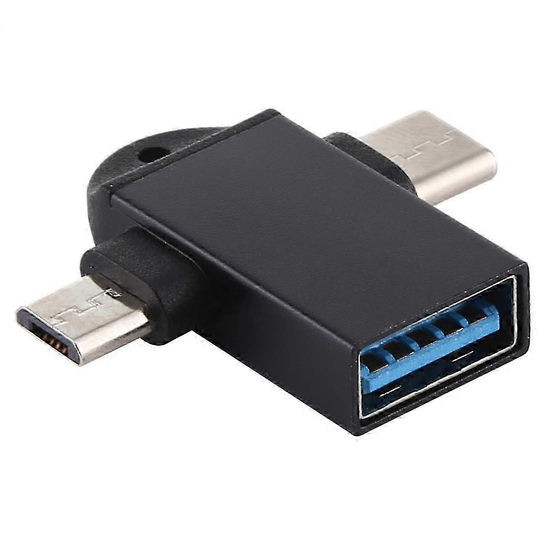 USB3.0 Female to Type-C and Micro USB Multifunction OTG Adapter
