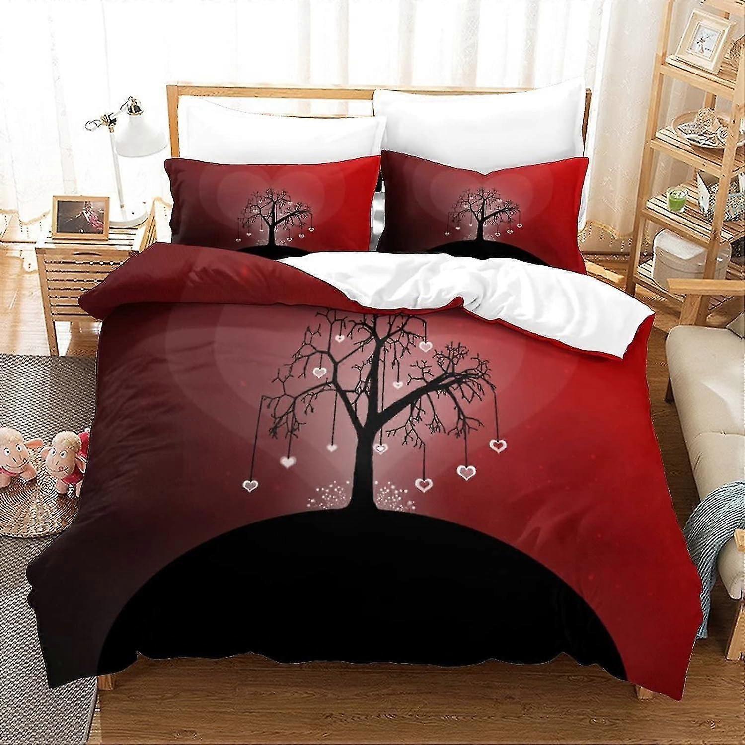 3D Print Duvet Cover Set Single Soft Microfiber Quilt Cover with Zipper Lightweight Bedding Set for Lovers
