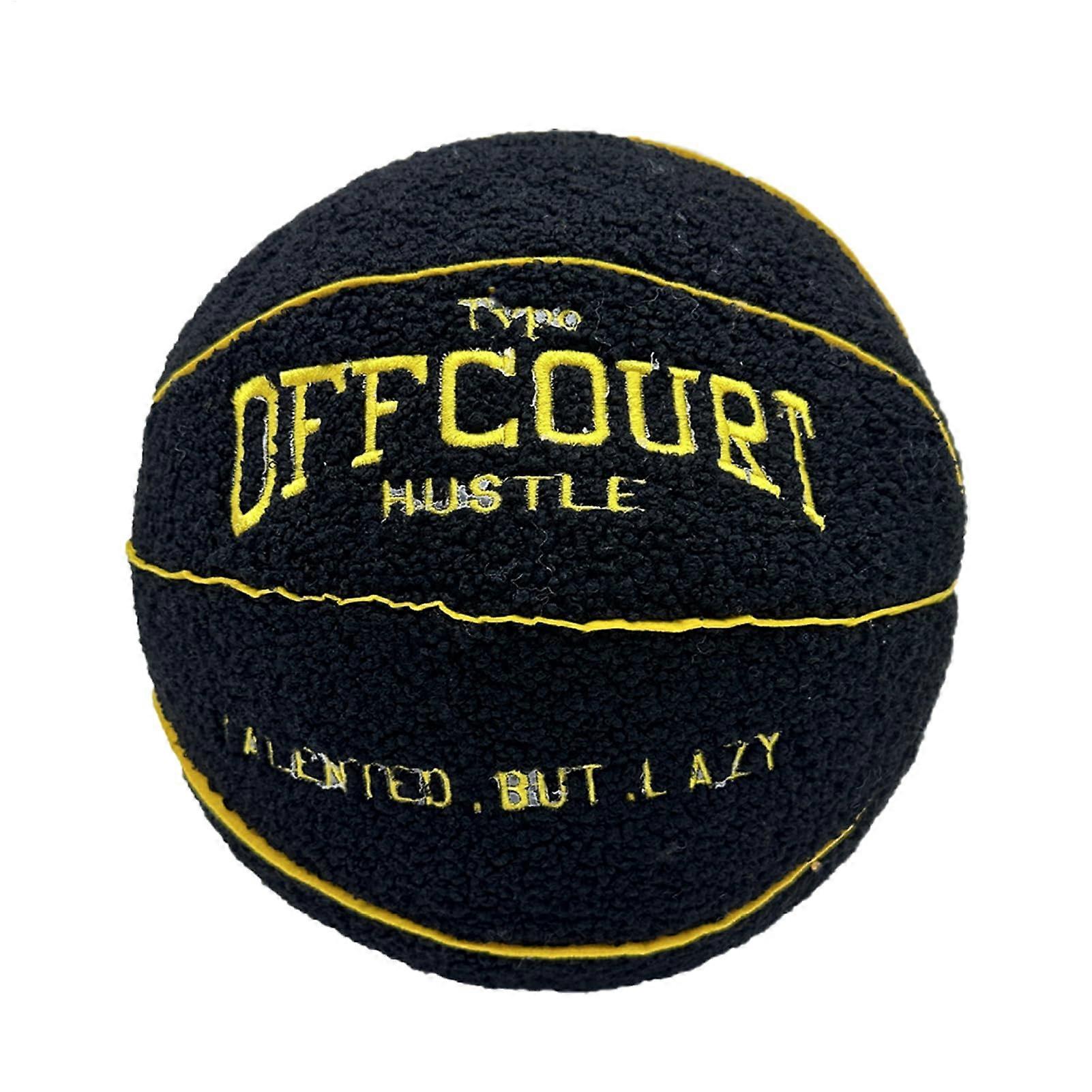 Basketball Plush Toy 25CM Soft Stuffed Animal Black Creative Offcourt Basketball Pillow Gift for Kids Boys and Girls