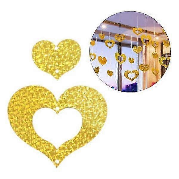 Glitter Drapery with Metallic Gold Hearts
