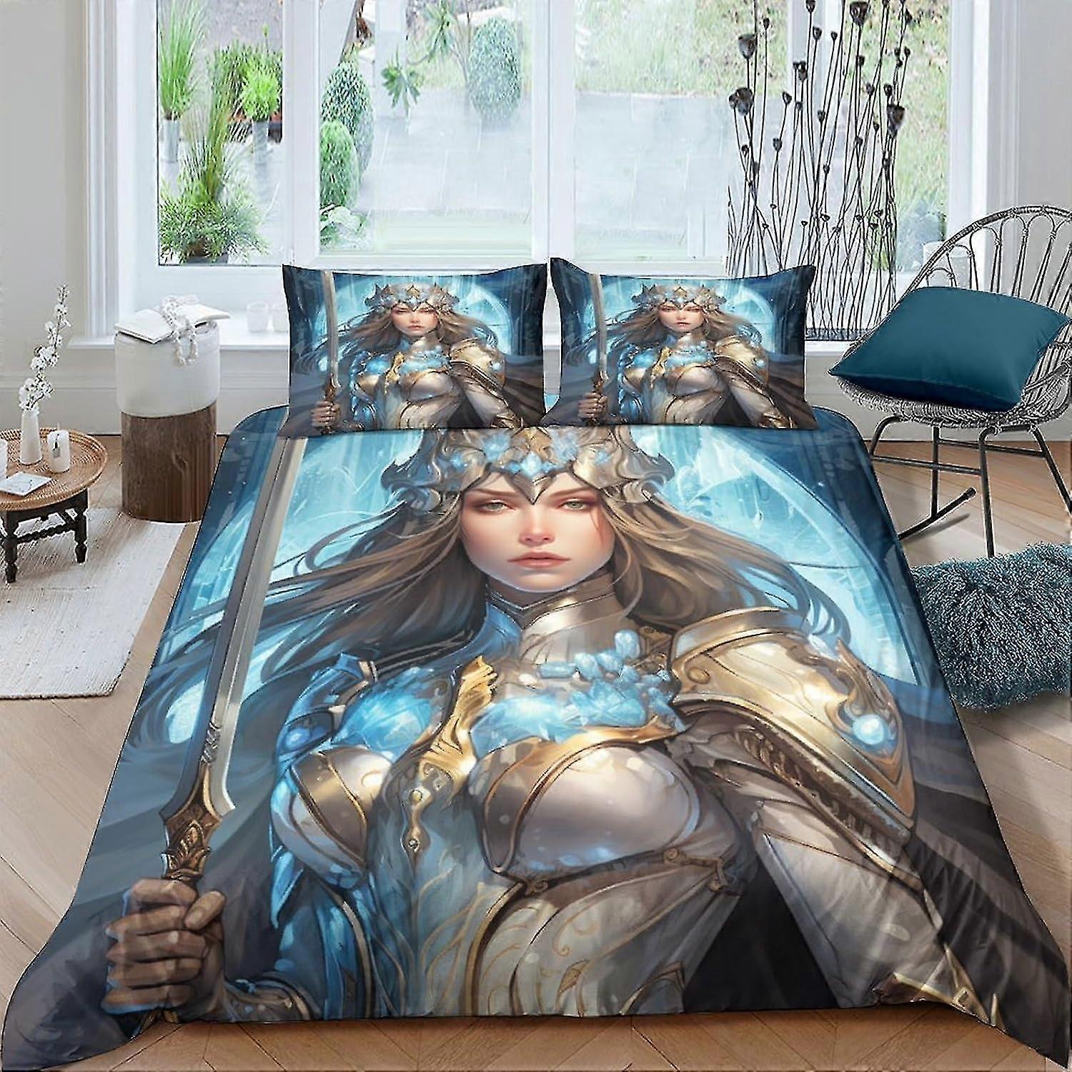 Povlečení Ice Queen 3 ks Set Povlečení na přikrývku 3D tištěné se zapínáním na zip, Měkké povlečení z mikrovlákna Dvojité