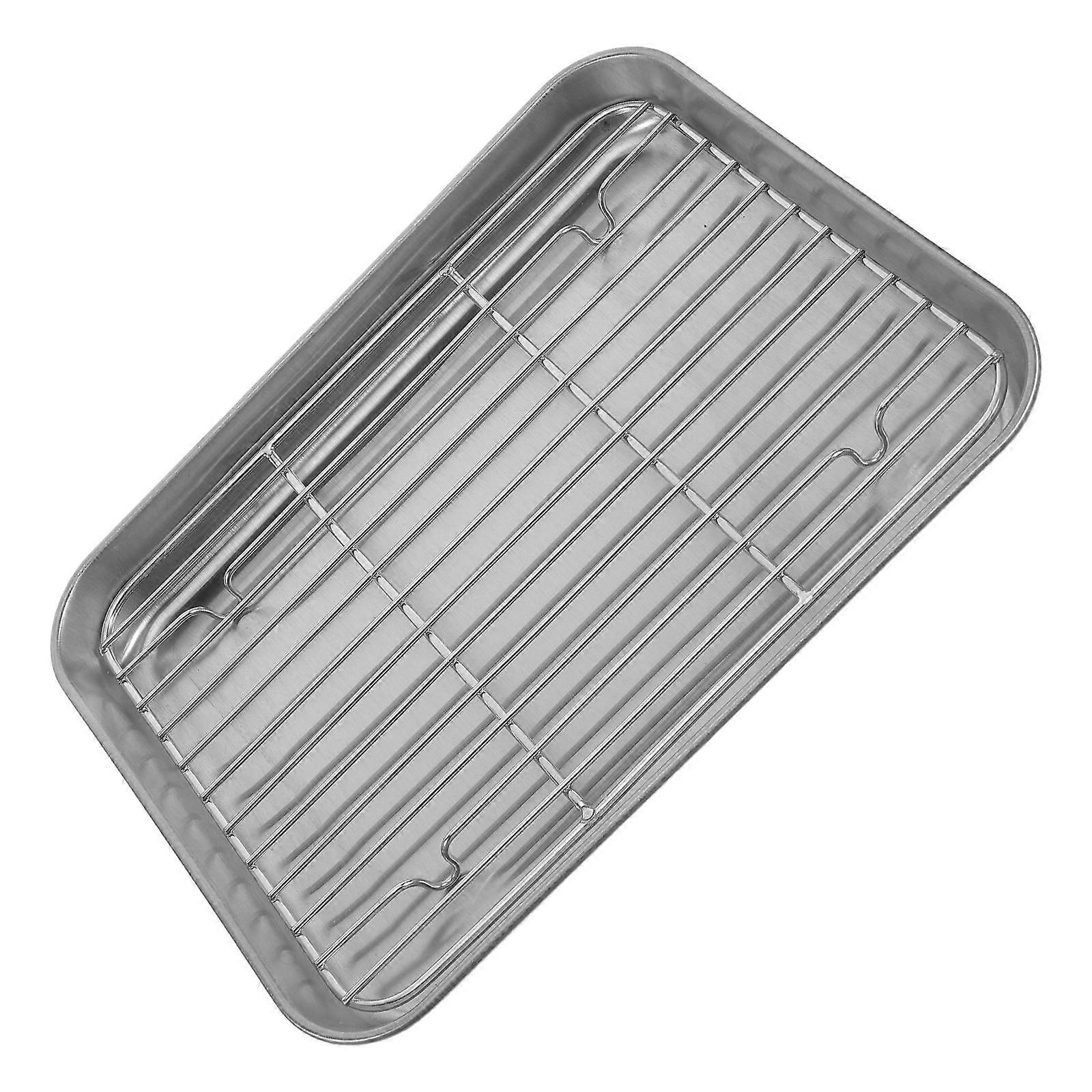 Roasting Rack Roasting Pan Nonstick With Rack Stainless Steel For Personal Use 20.80X15.40X1.40cm Heat Distribution 1 Set