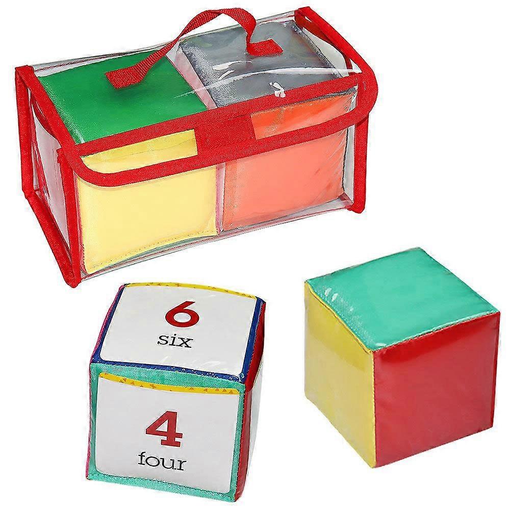 Dice 2 Pieces Blank Dice Foam Cube Toy Transparent Cover for DIY Cards with Storage Bag for Game Learning 4.7 Inch