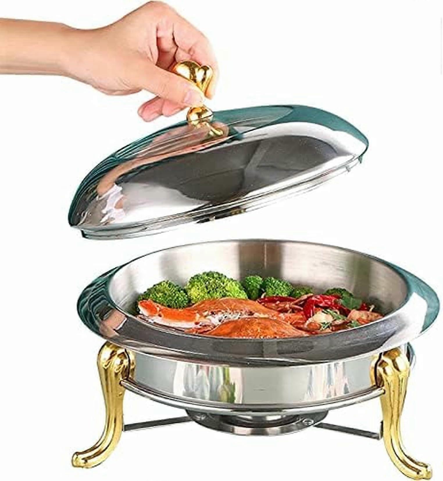 Fullsize round chafing dish set with alcohol burner and lid, for commercial catering, parties / 24cm