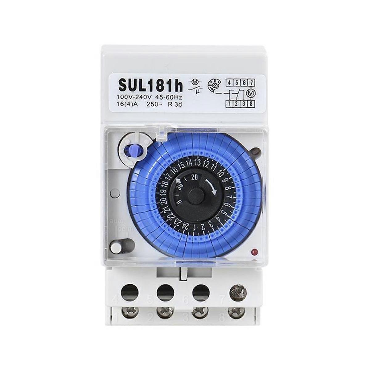 SUL181h Mechanical Timer Switch 24 Hours Programmable Din Rail Time Switch with Battery 110V-240V