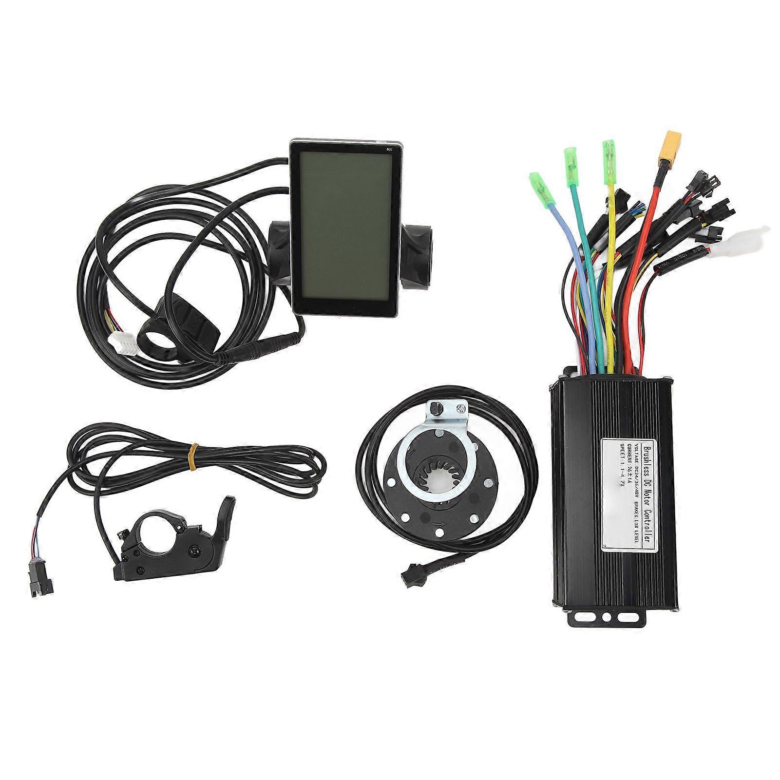 24V 36V 48V 26A Brushless Motor Controller Display Thumb Throttle Power Assist Sensor Kit Bicycle Lithium Battery Modification Controller KitYMQX)