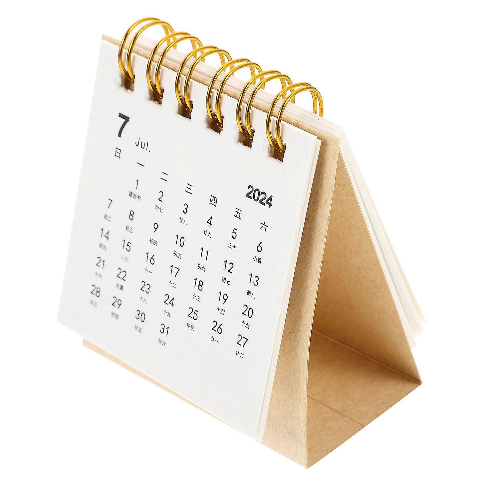 Mini Desktop Calendar with Stand – Monthly Memo Planner for Office & Home, Portable Table Calendar for Notes & Event Organization, Light Brown