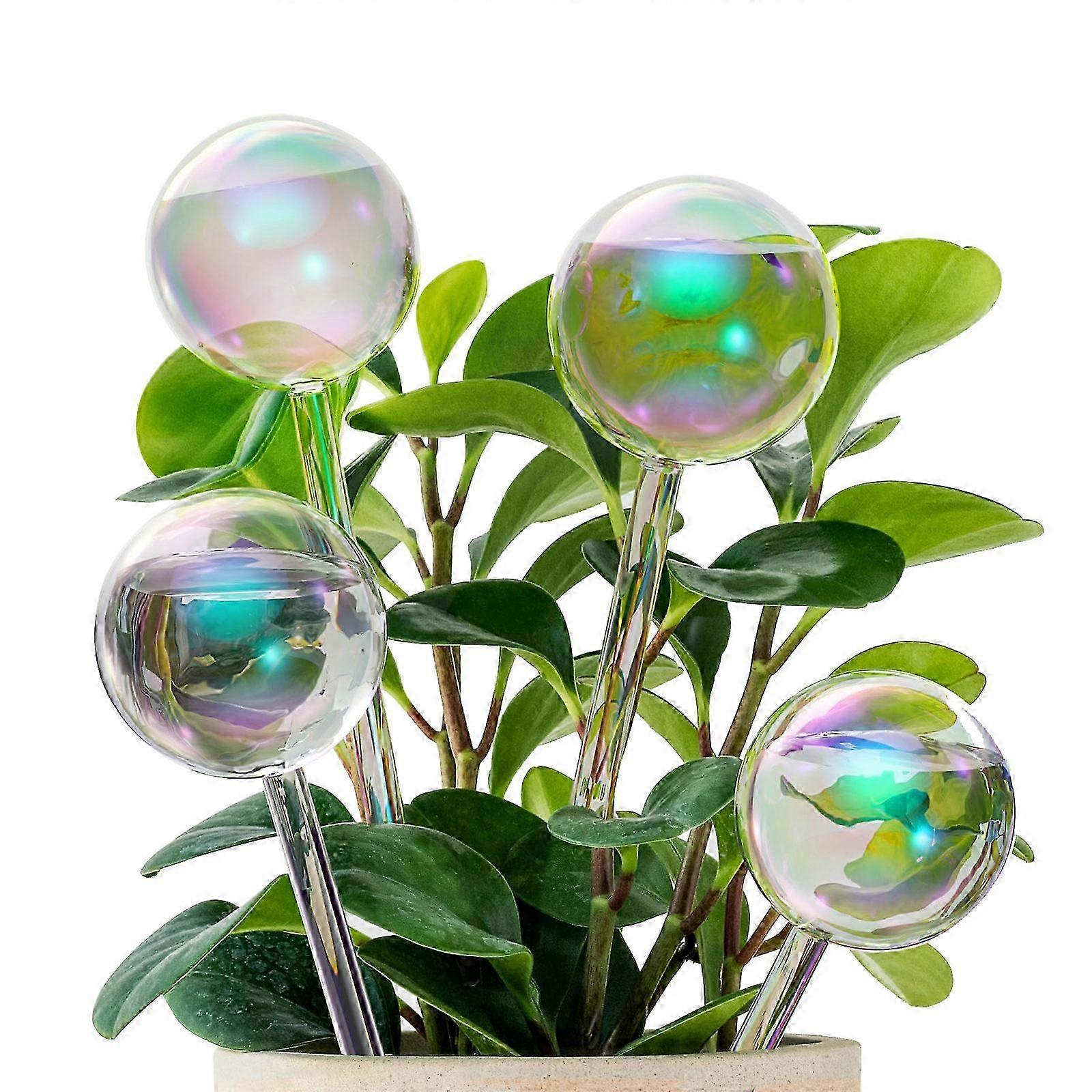 Set of 4 Colorful Automatic Glass Watering Globes for Plants - Self-Watering Orbs for Effortless Plant Care and Hydration