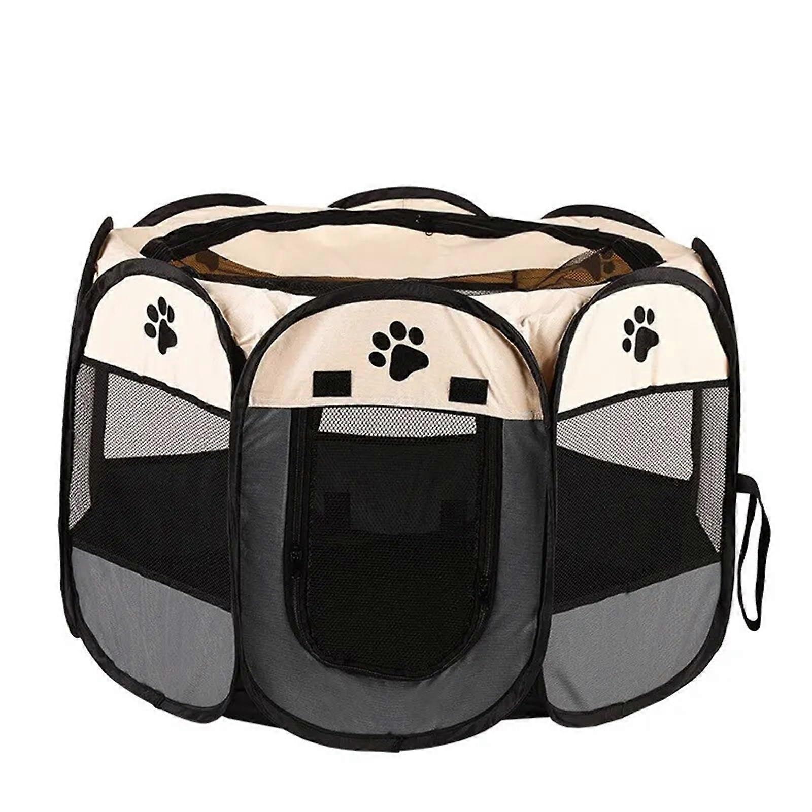 Dog Kennel Indoor Portable Foldable Pet Tent Kennel for Large Dogs and Cats, Octagonal Grey Outdoor Puppy Shelter
