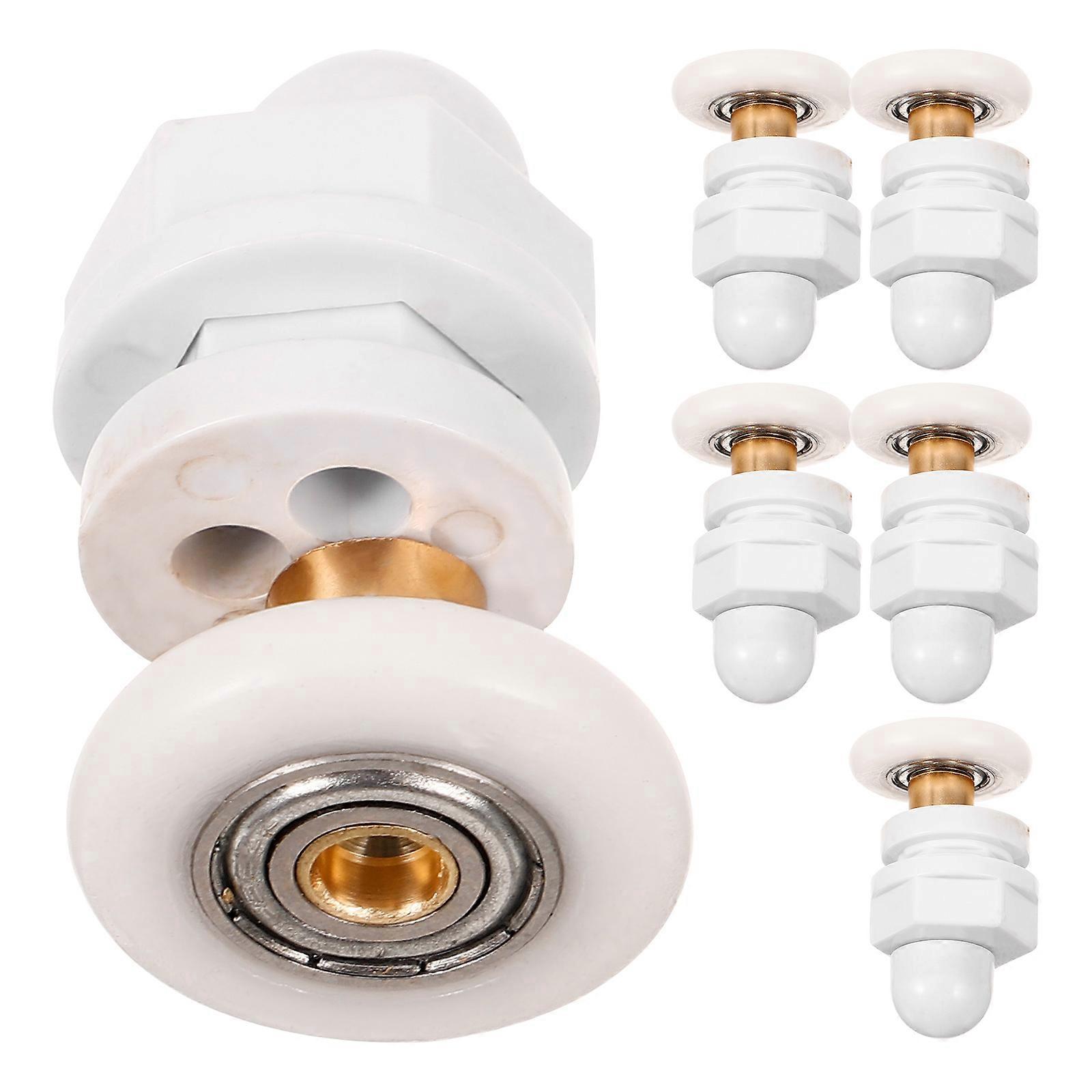Sliding Door Runners Shower Door Rollers Bathroom Glass Sliding Doors White 4.10X2.50X2.50CM Smooth Sliding 6Pcs
