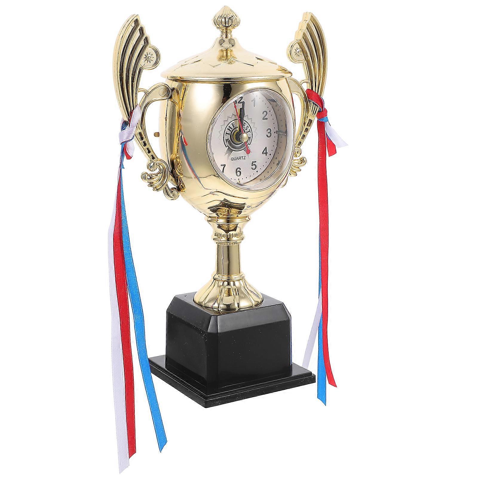 Trophy Style Desk Alarm Clock in ABS Material – Precise Timekeeping Bedside Clock for Students, Teachers, Graduation Gifts, Creative Awards, and Home