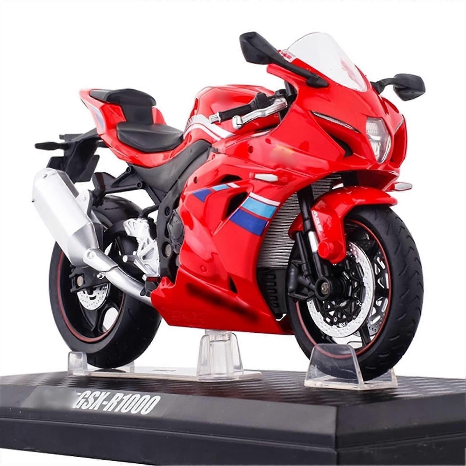 Diecast Motorcycle Model 1:12 Scale Alloy Toy with Editable Shock Absorber for Kids and Collectors, Red