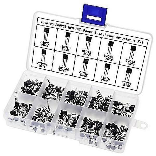 200pcs NPN PNP Transistor TO-92 Power Transistor Kit Type 2