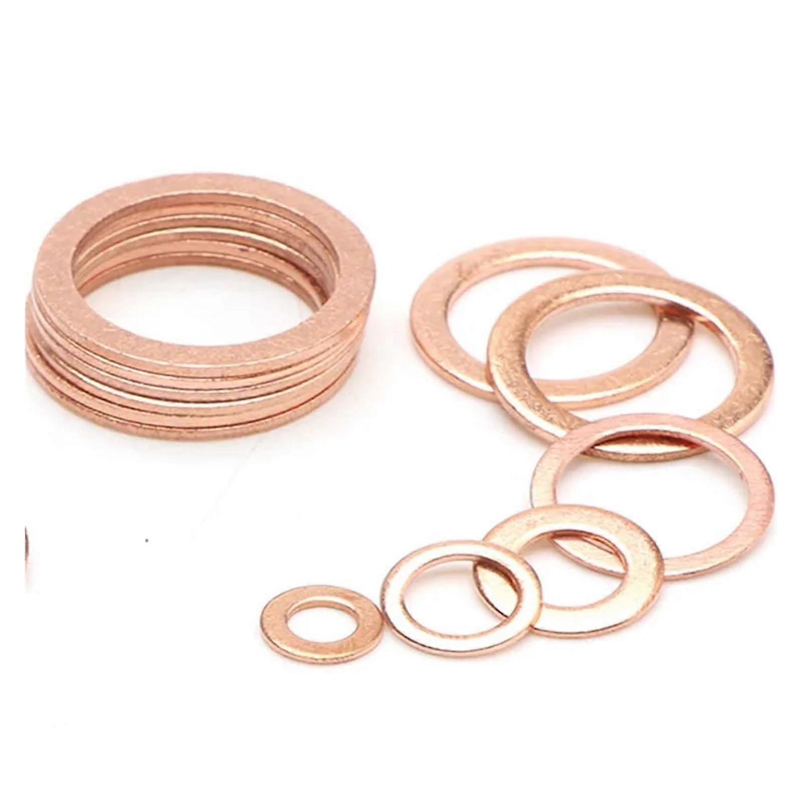 Massive Messing-Kupfer-Unterlegscheiben Solid Copper Washer Set, 50-Piece, M5-M22 Sizes, Flat Ring