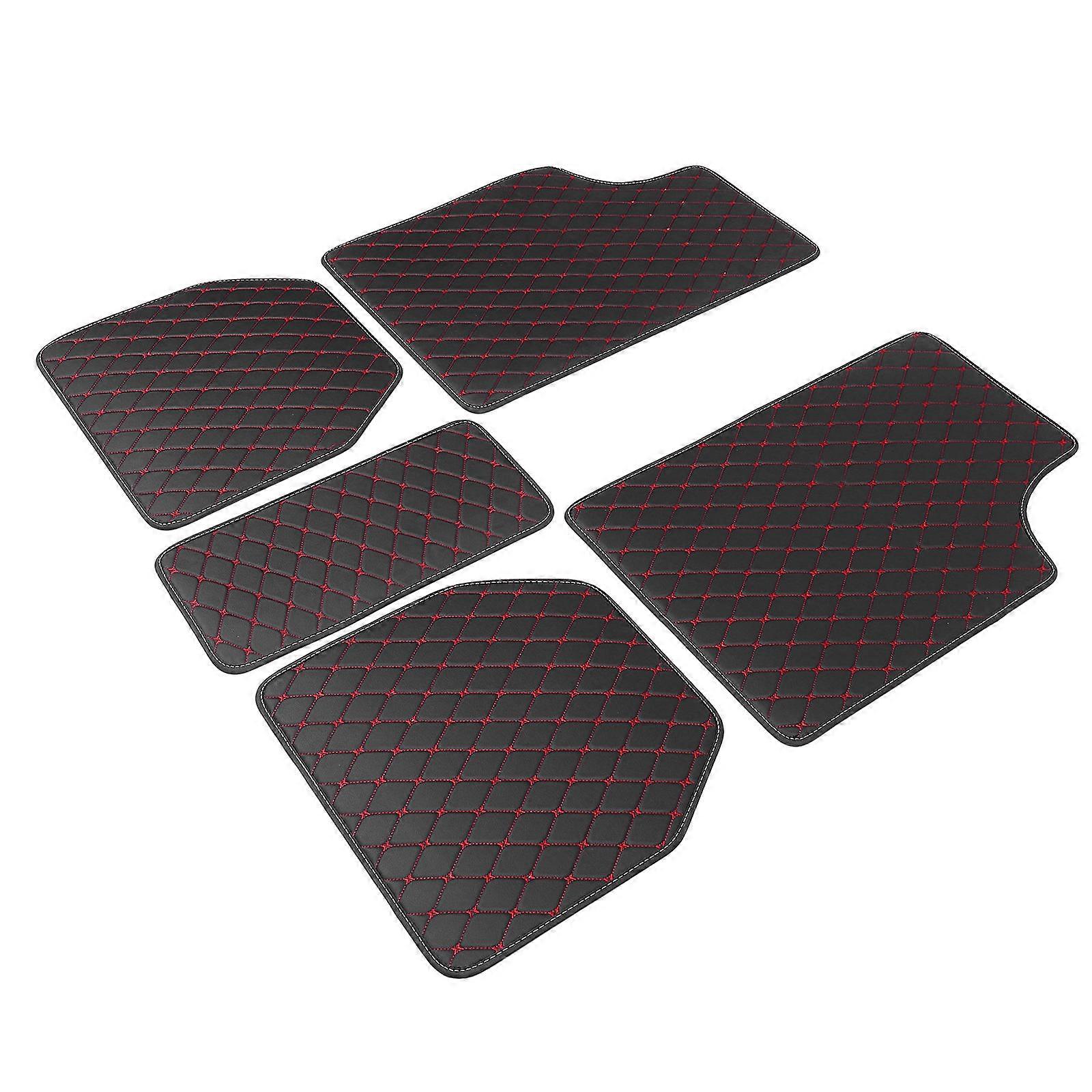 Car Floor Mats All Weather Diamond Lattice Pattern PU 5Pcs