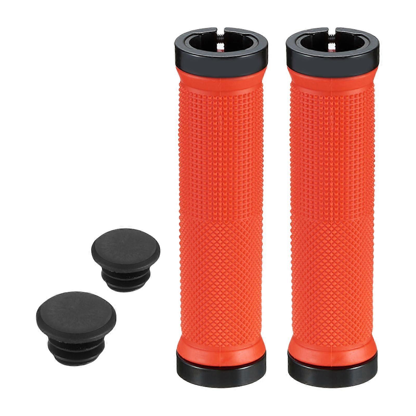 Mountain bike handlebar grips, double locking, nonslip, bilateral