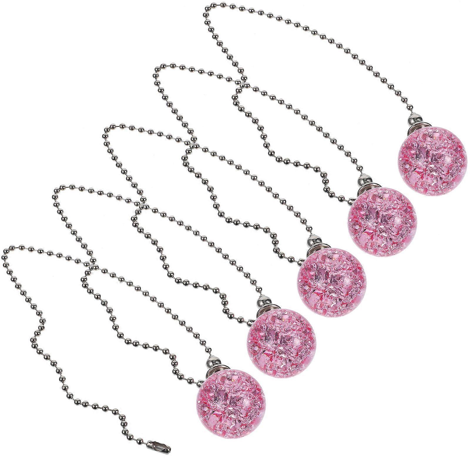 Lamp Pulling Chains Crack Ball Ceiling Fan Pull Chain Replacement Home Use Metal Pink 5Pcs