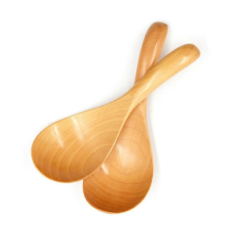 Wooden Rice Spoon for Cooking Made from Natural Timber Beige Color Ideal for Sauce Mixing Serving 2 Pcs