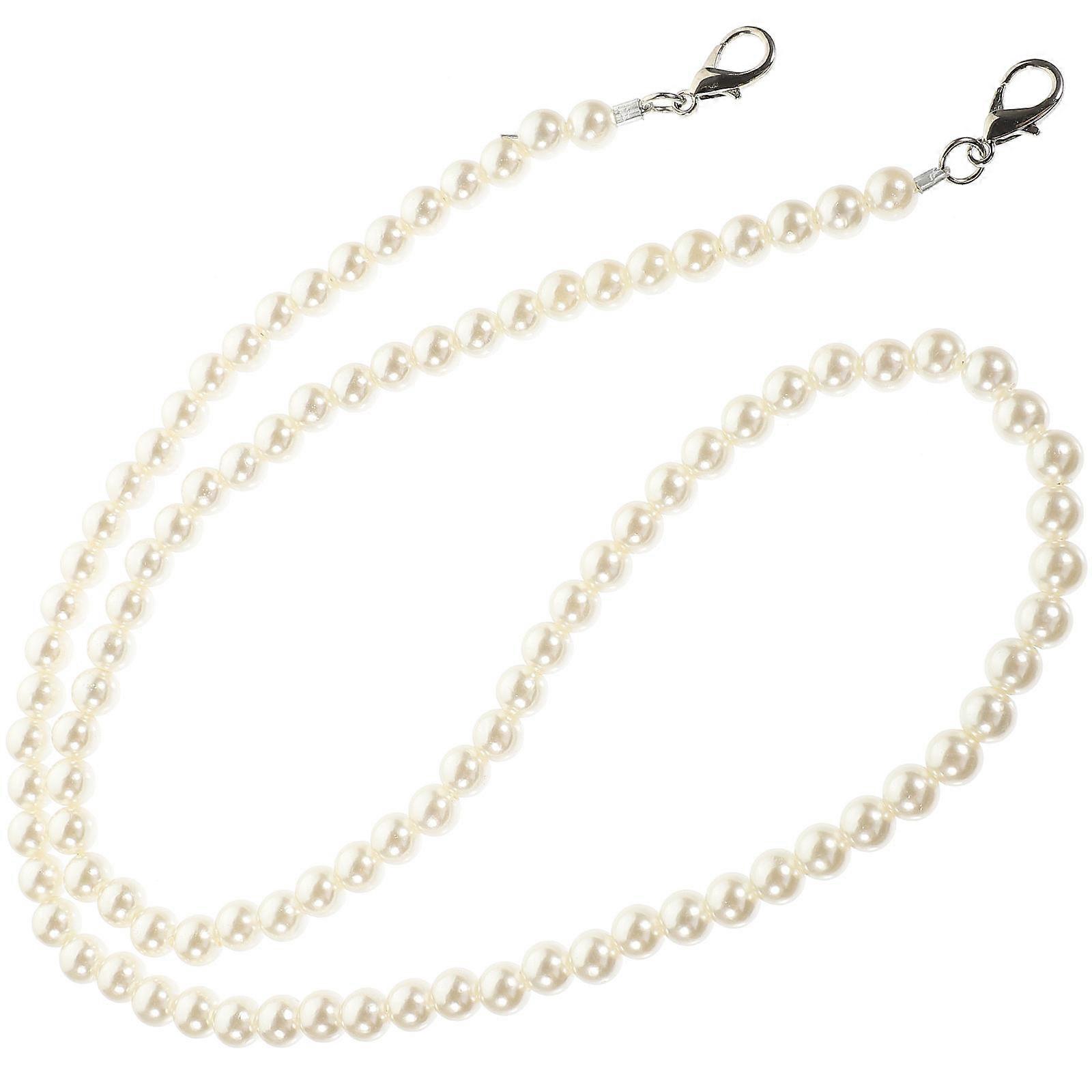 Pearl Bag Chains with Lobster Clasp Stylish Strap Accessory for DIY Handbags, Clutches & Bags Easy to Install & Decorate