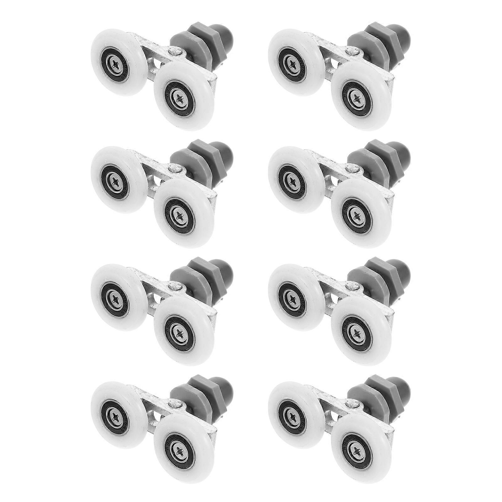 8pcs Arc Shower Room Rollers Durable Glass Door Sliding Pulleys Easy Installation Bathroom Sliding Door Hardware Minimalist Design