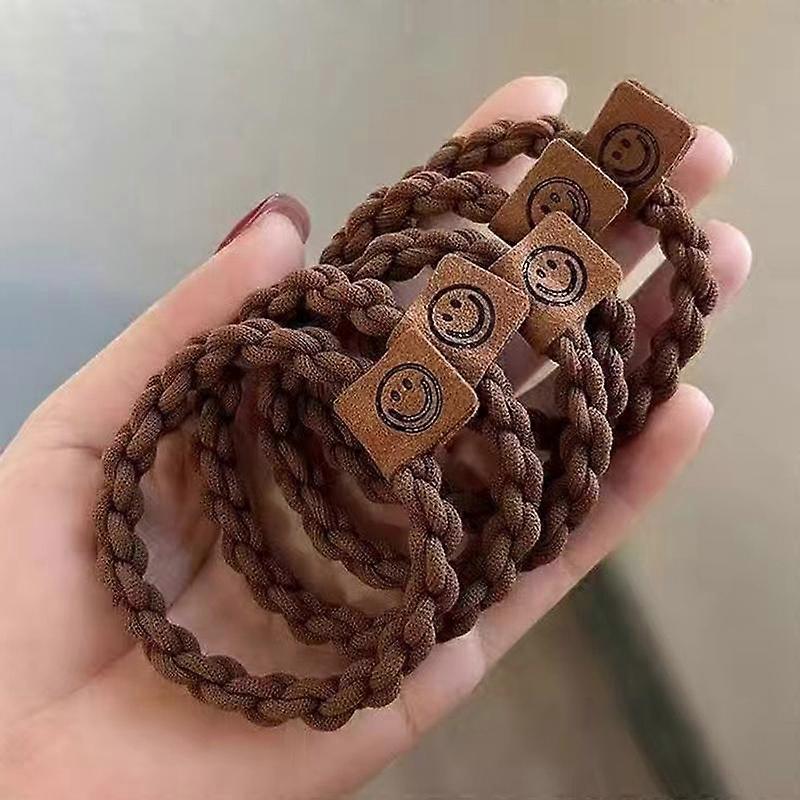 Coffee Colored Hair Loop Twist Braided Headband High Elastic Women'S Hair Rope