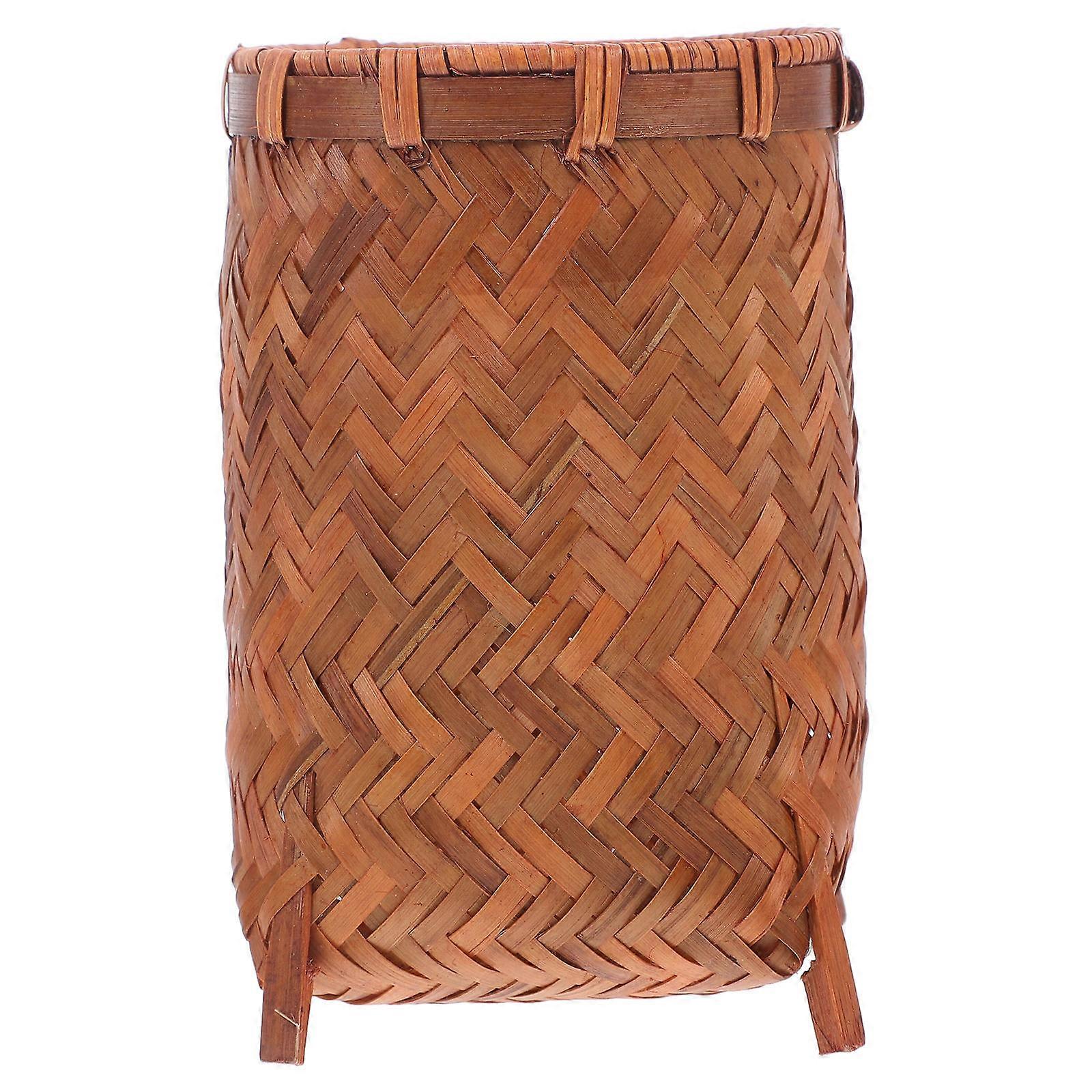 Bamboo Pencil Holder for Makeup Brushes and Stationery Multifunctional Desk Organizer in Brown .5 Inches