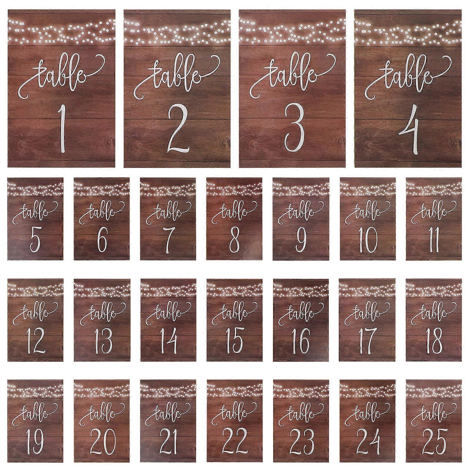 25pcs Brown Wood Table Numbers for Wedding Reception Decorations Reusable Table Centerpieces
