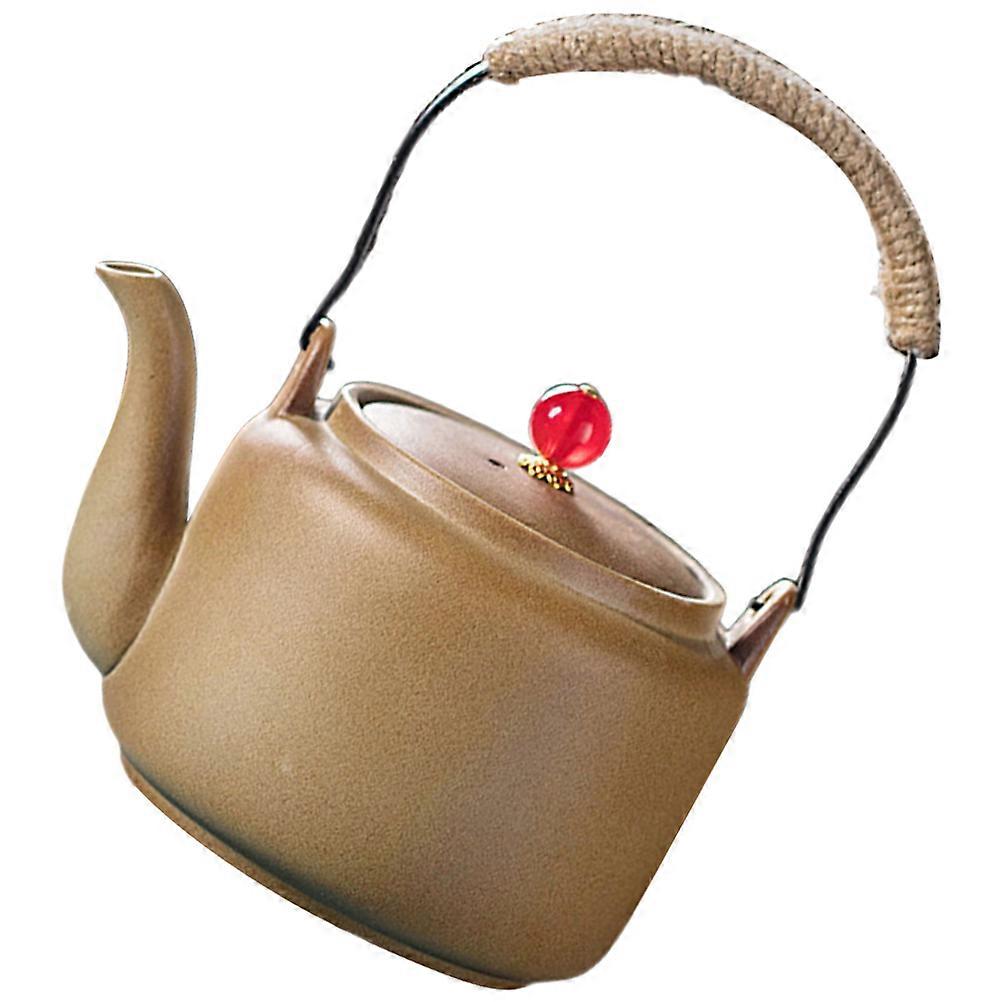 Khaki Household Pottery Tea Kettle for Brewing Tea