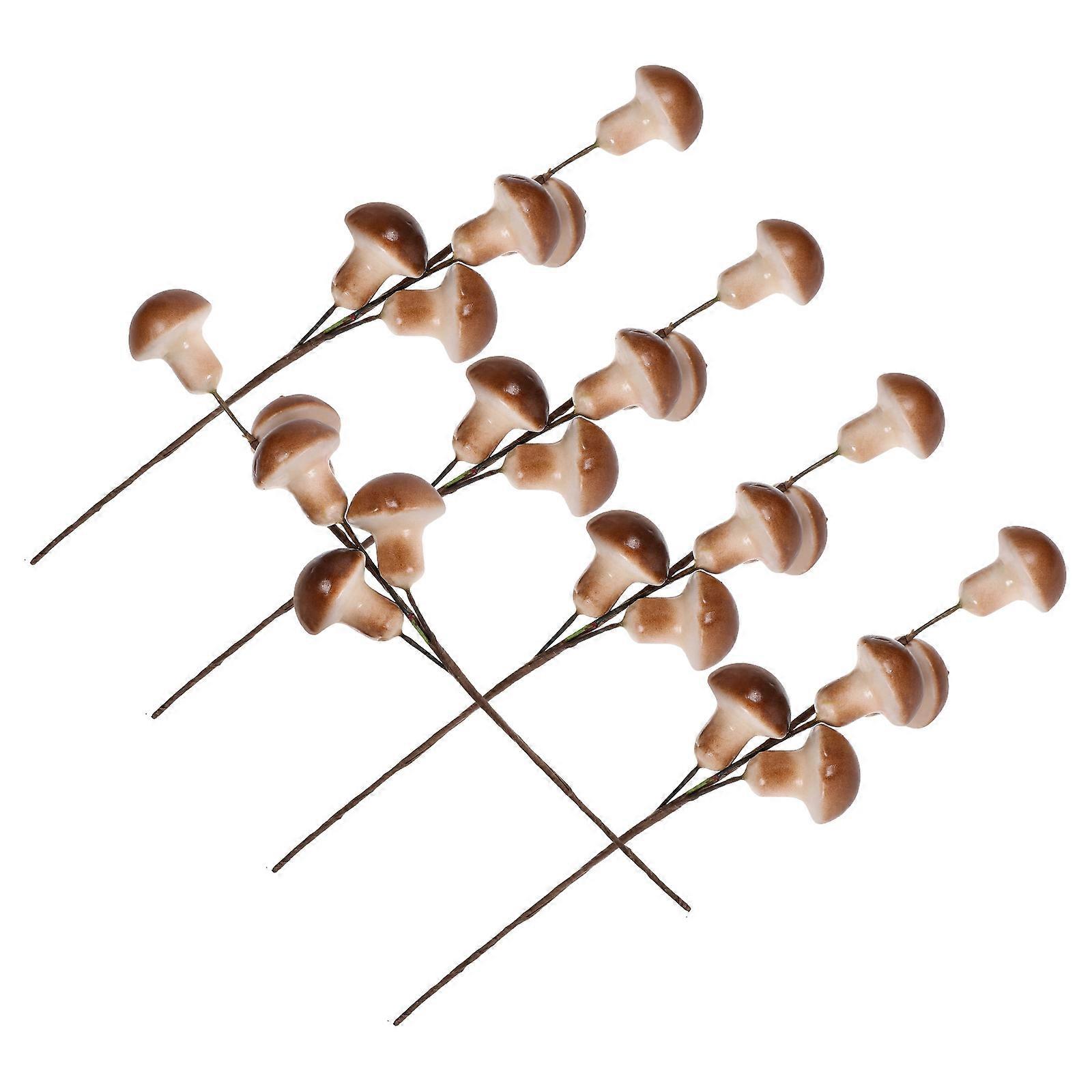 Faux Mushroom Picks for Decor Crafted with Realistic Design Lightweight Foam Artificial Plants for Home 4pcs