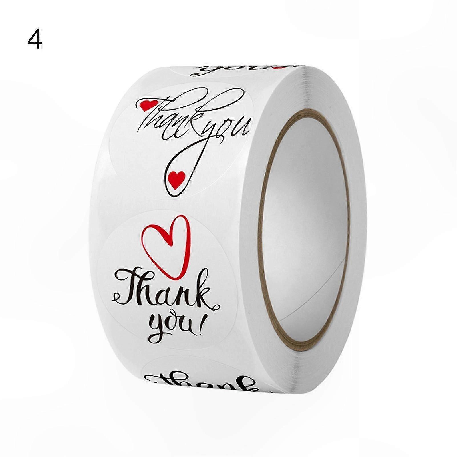 Heart Print Thank You Stickers Roll, Multi-color Self-adhesive Labels for Christmas and Gifting