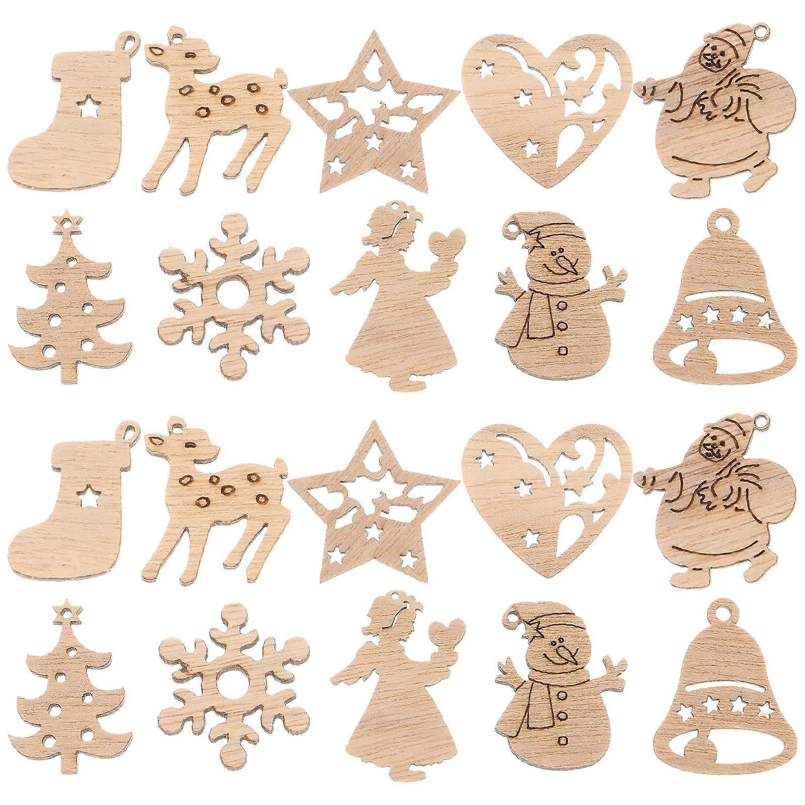 kukka puuviipaleet palat sarjakuva puiset leikkaukset diy käsityö kodinsisustus beige väri pyöreät levyt jouluksi 50kpl