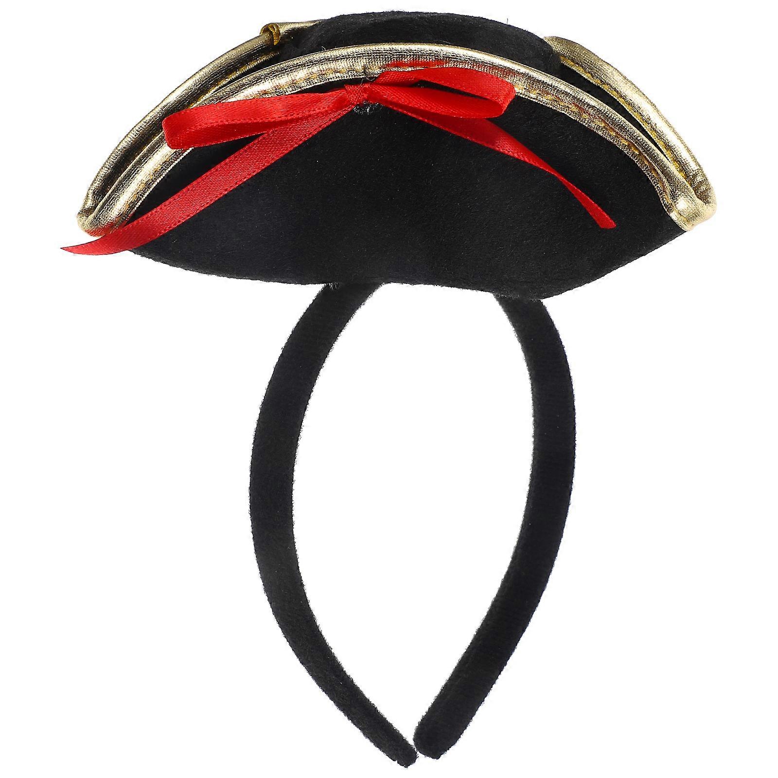 Εορταστικό αποκριάτικο εξάρτημα κρίκων τρίχας καπέλων πειρατών για ενήλικες και παιδιά με τη χρήση κοστουμιών στο μαύρο χρώμα 1Pack