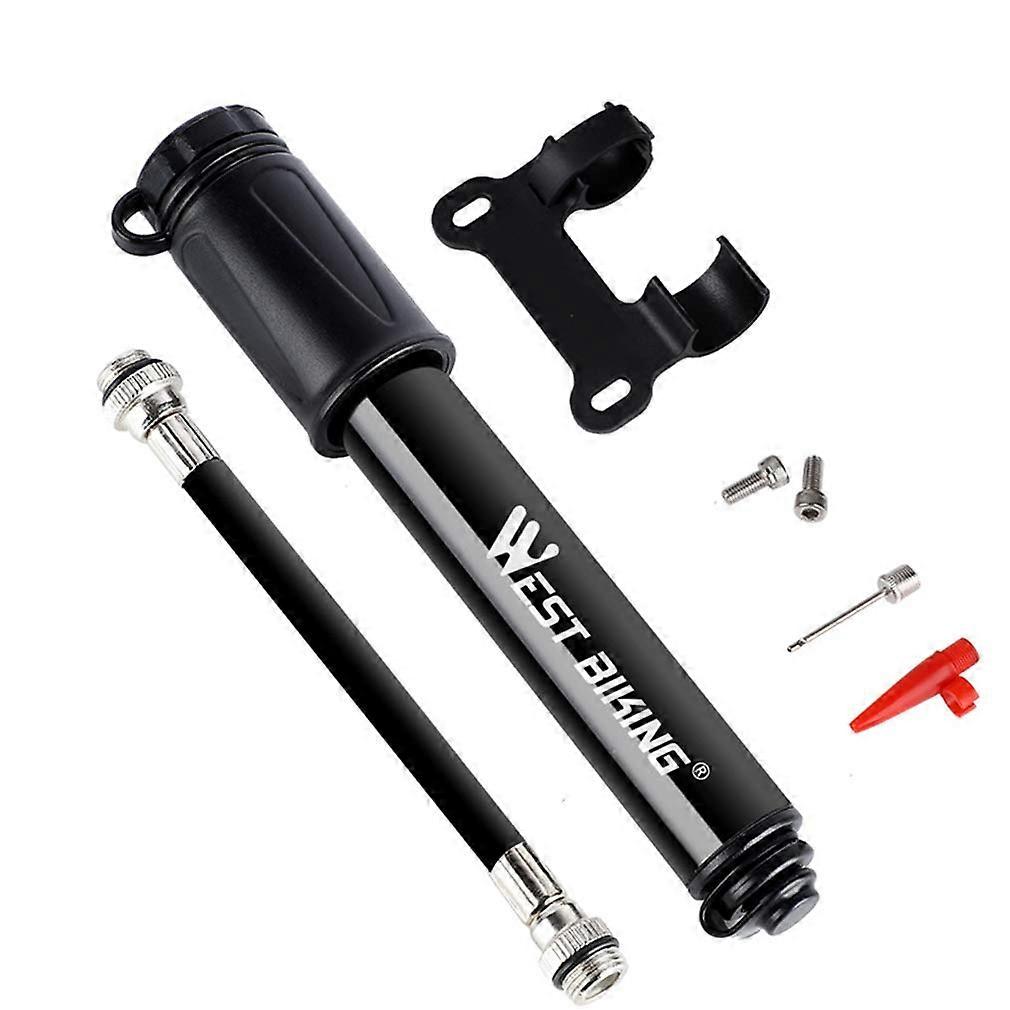 Portable Alloy Mini Bicycle Tire Pump with 100 PSI, Universal for Presta and Schrader Valves, Suitable for Road Bikes and Ball Pumps.