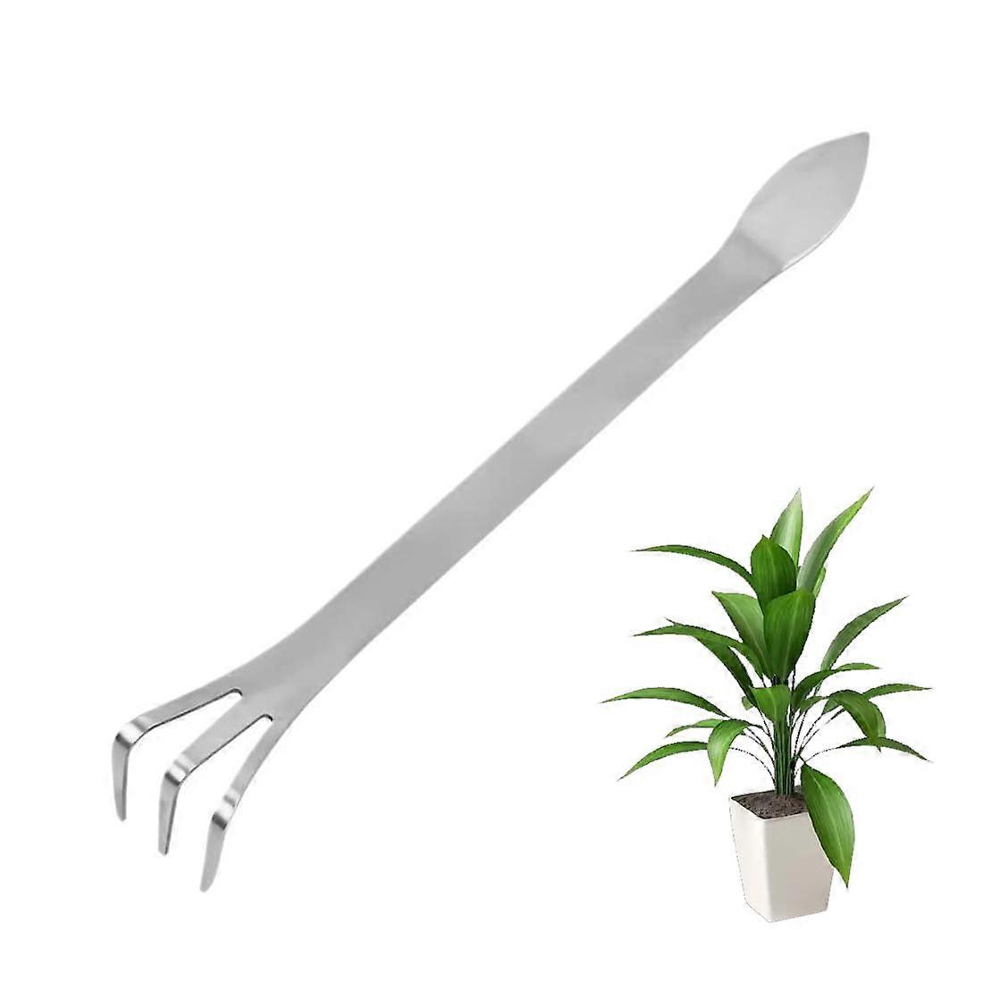Rake Bonsai Shovel Root Rake, Stainless Steel with 3 Prongs for Loosening Bonsai Tree Tools with Ergonomic Handle