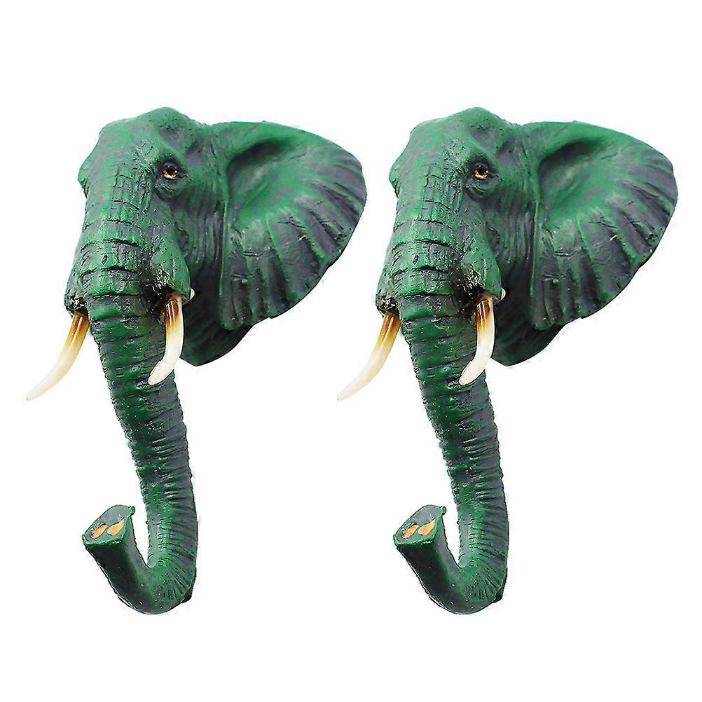 Stylish Vintage Animal Shape Hanger Elephant Head Wall Hook For Living Room Home 11X15.5Cm 2Pcs