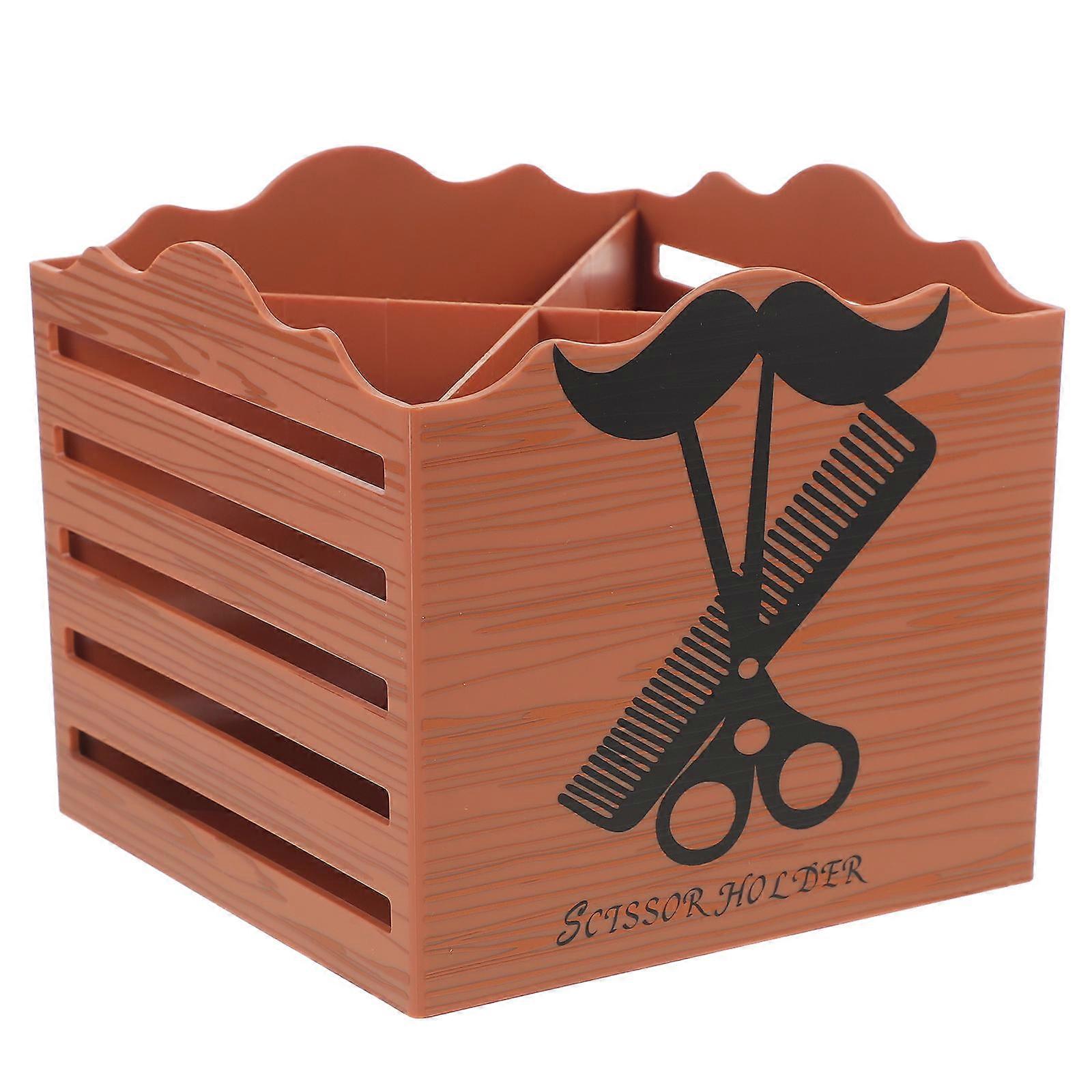 Hairdressing Scissor Holder for Salon Use Well Made Plastic Light Brown Large Capacity Storage Box