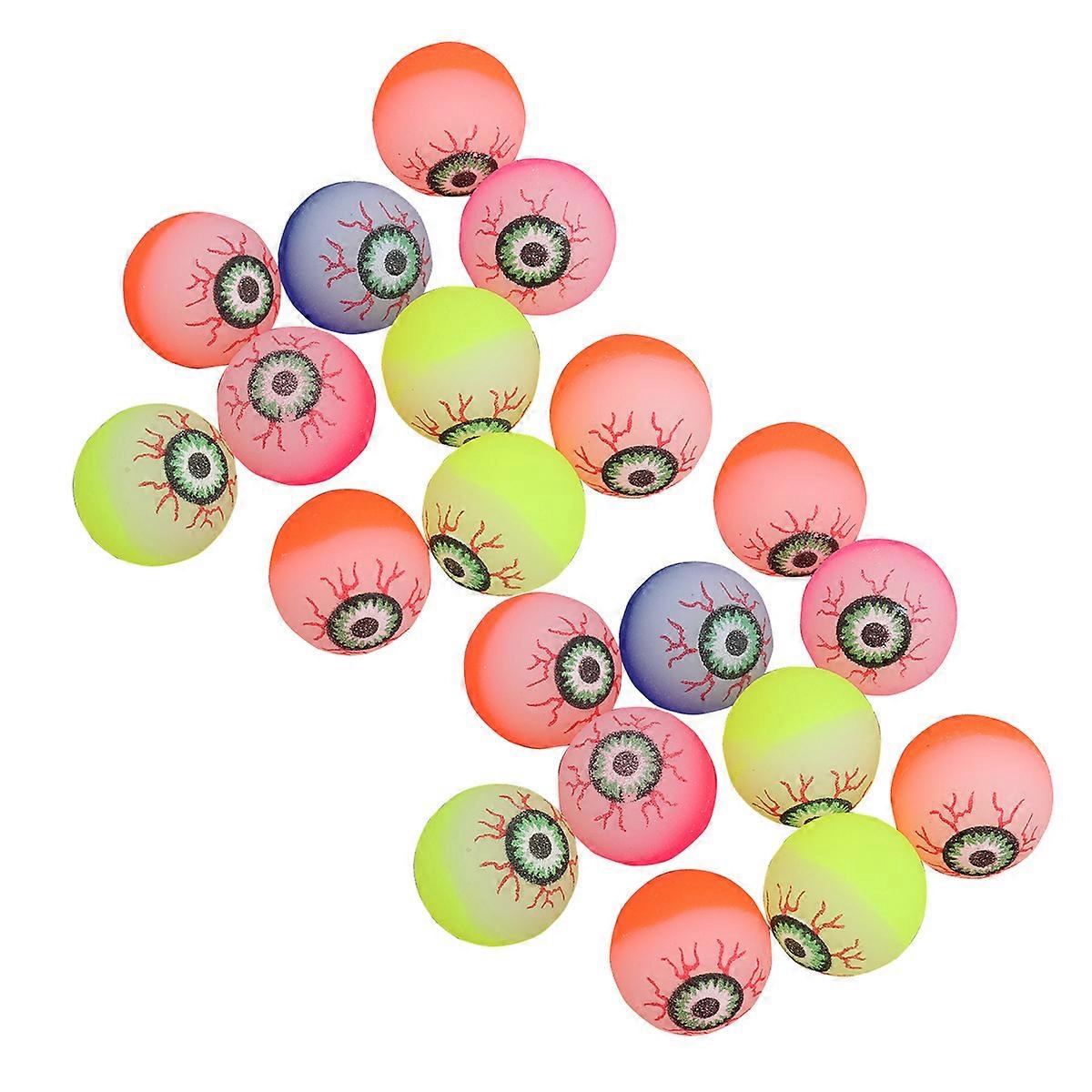Assorted Color Halloween Bouncy Balls Party Favors with Scary Eyeball Design for Kids 32mm 20pcs