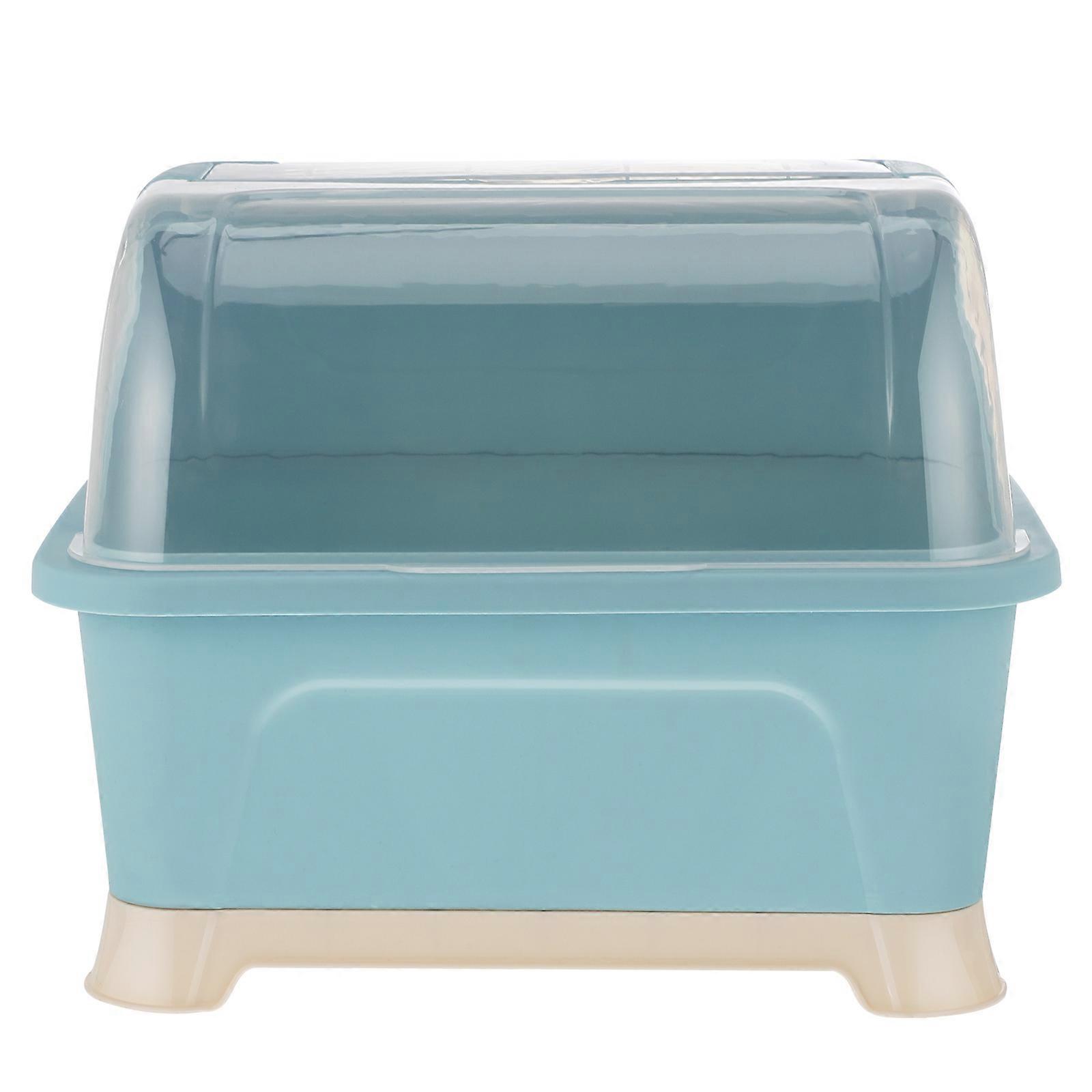 Kitchen Tableware Storage Box with Transparent Lid, Detachable Drainer Board and Bottom Water Tray for Organized Dish and Chopstick Storage