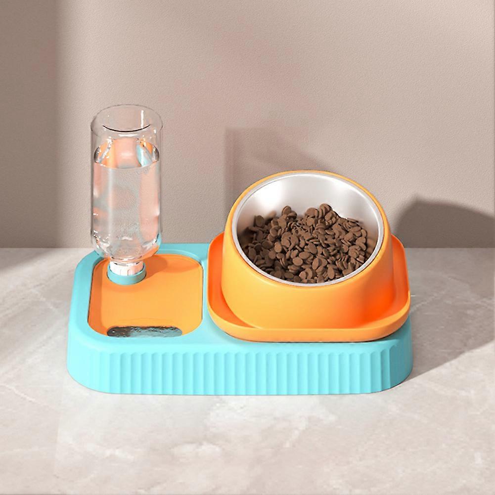 家猫碗带饮水器自动饮水器狗猫双喂食碗喷泉防倾覆餐碗宠物用品