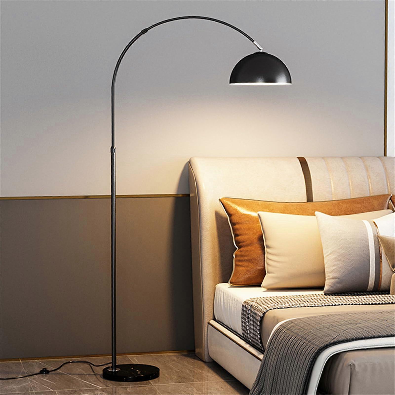 Modern Dimmable Arc Floor Lamp with Remote Control, Marble Base, Adjustable Brightness and Direction, Black for Living Room, Bedroom, Office